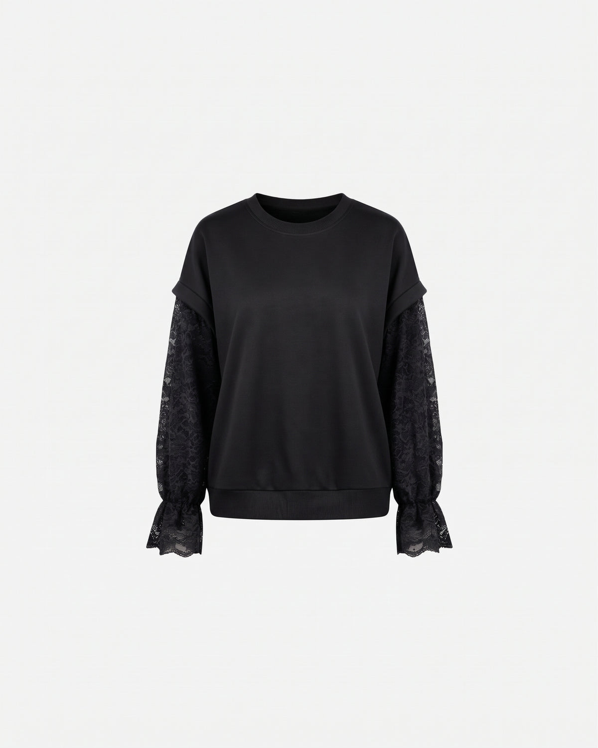 SWEATER MET LACE MOUW ZWART