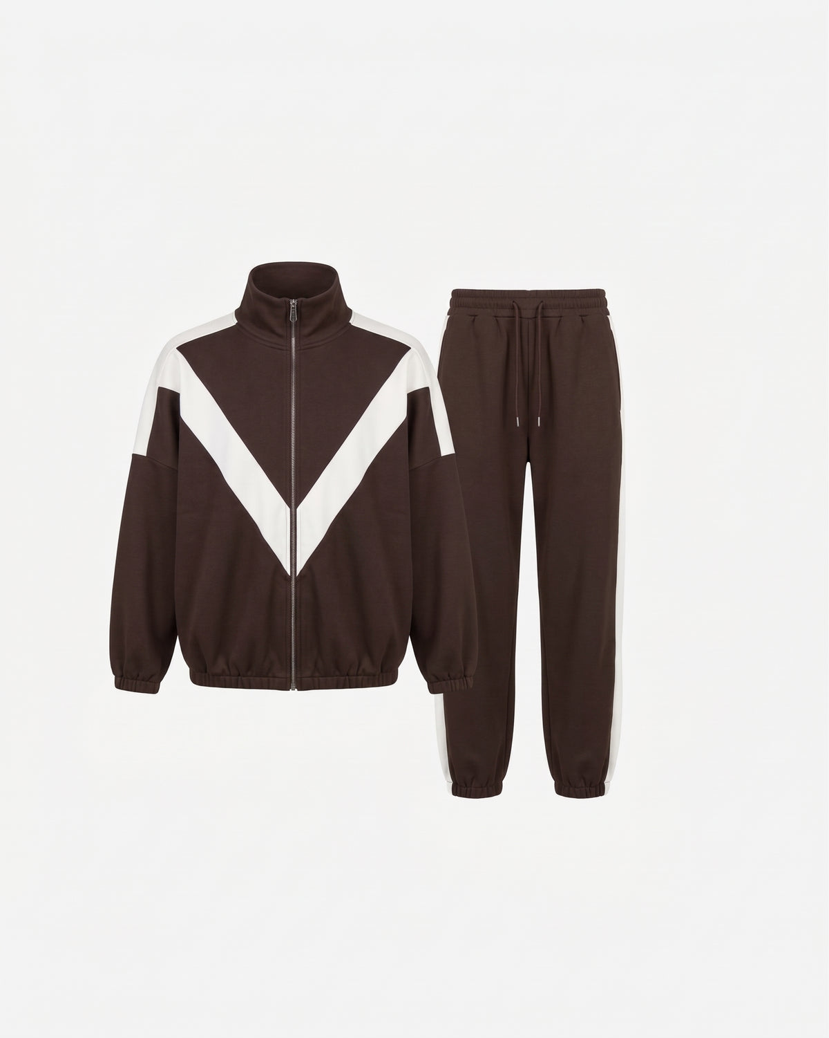 BREDE STREEP JOGGER SET ESPRESSO