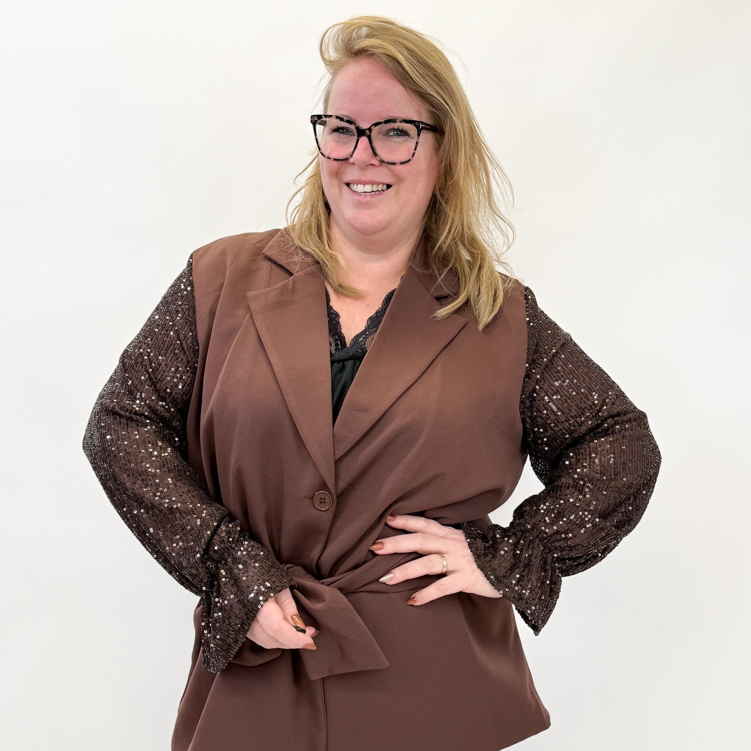 BLAZER MET GLITTER MOUW -1876