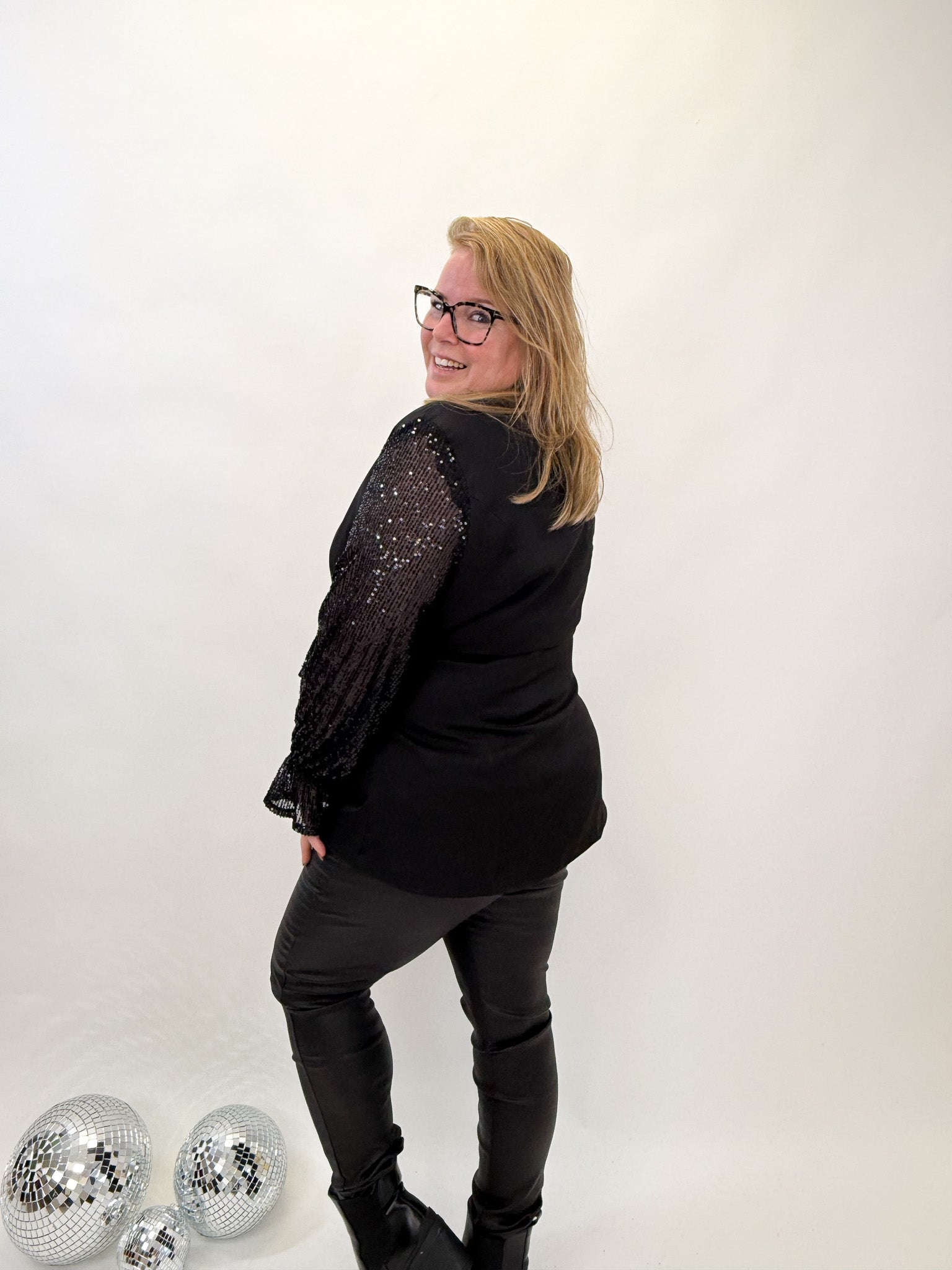 BLAZER MET GLITTER MOUW -1876