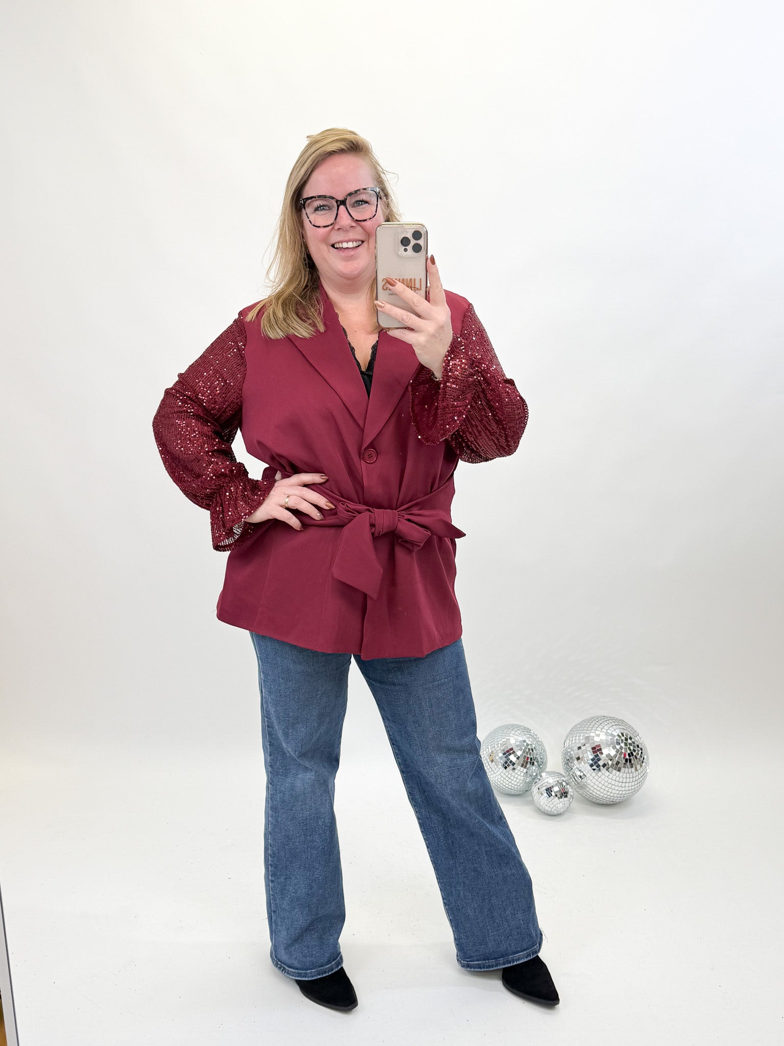 BLAZER MET GLITTER MOUW -1876