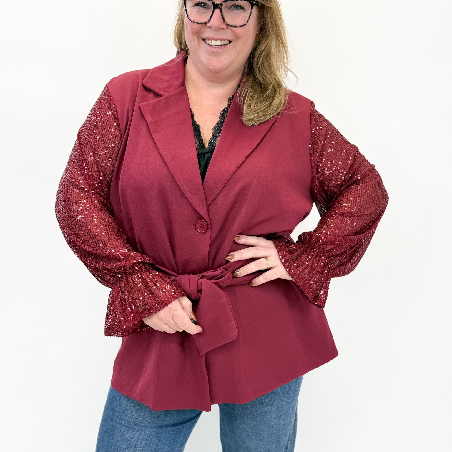 BLAZER MET GLITTER MOUW -1876