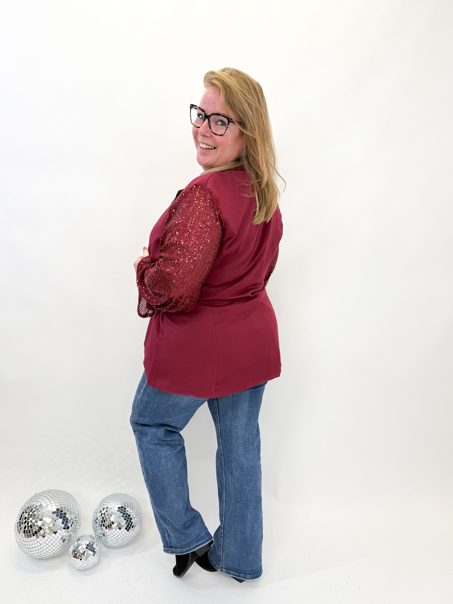 BLAZER MET GLITTER MOUW -1876