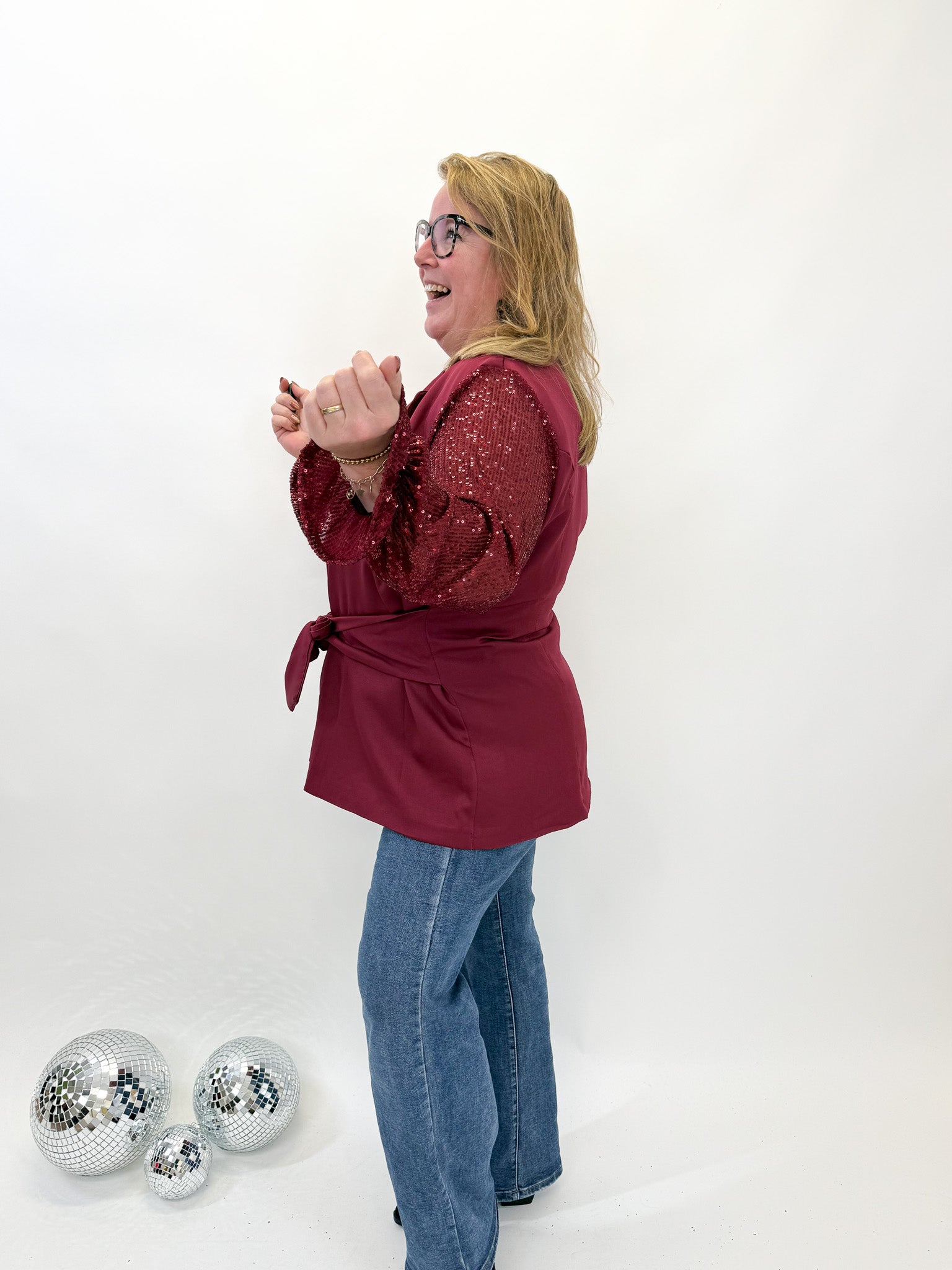 BLAZER MET GLITTER MOUW -1876