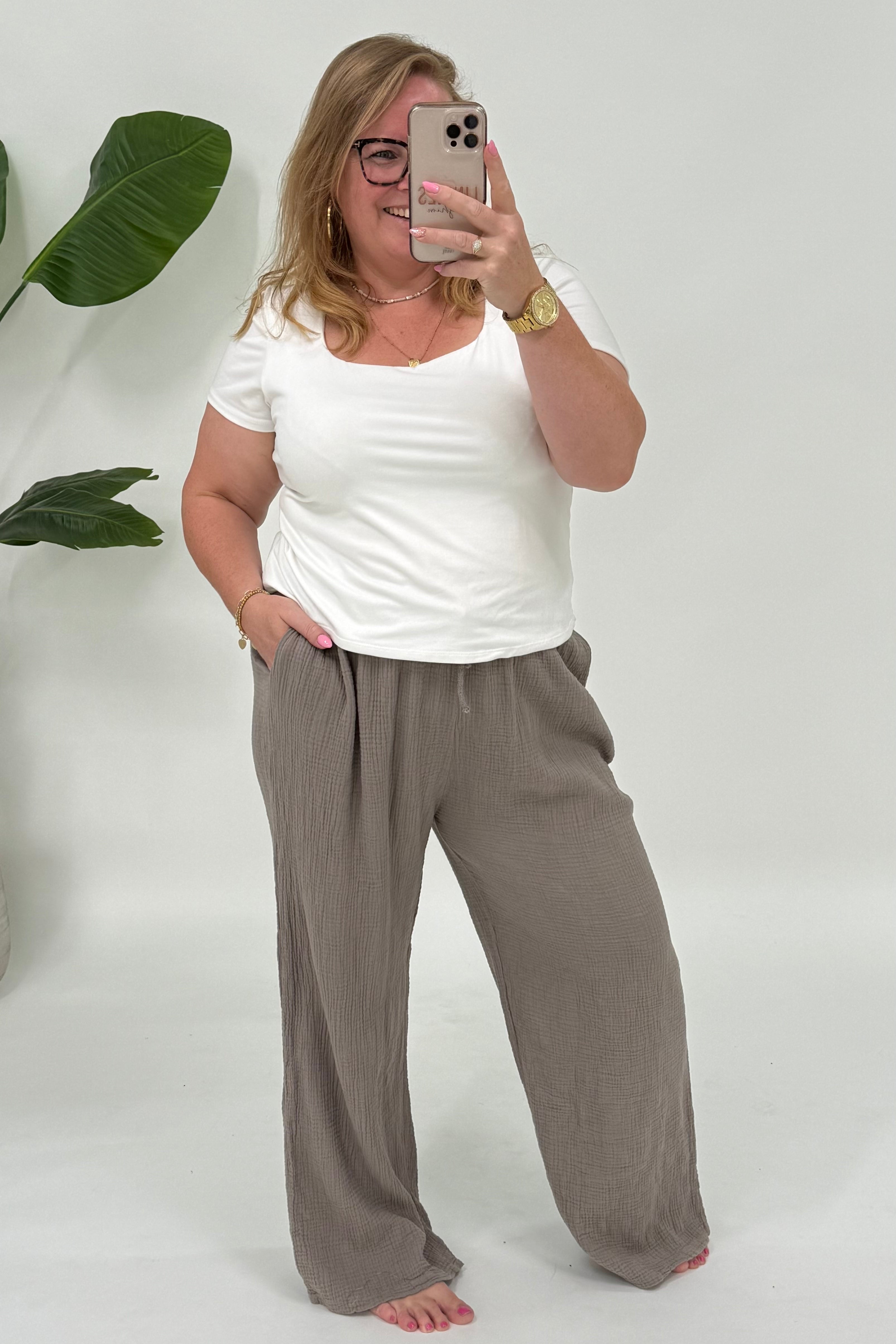 KATOENEN MOUSSELINE BROEK - 2160