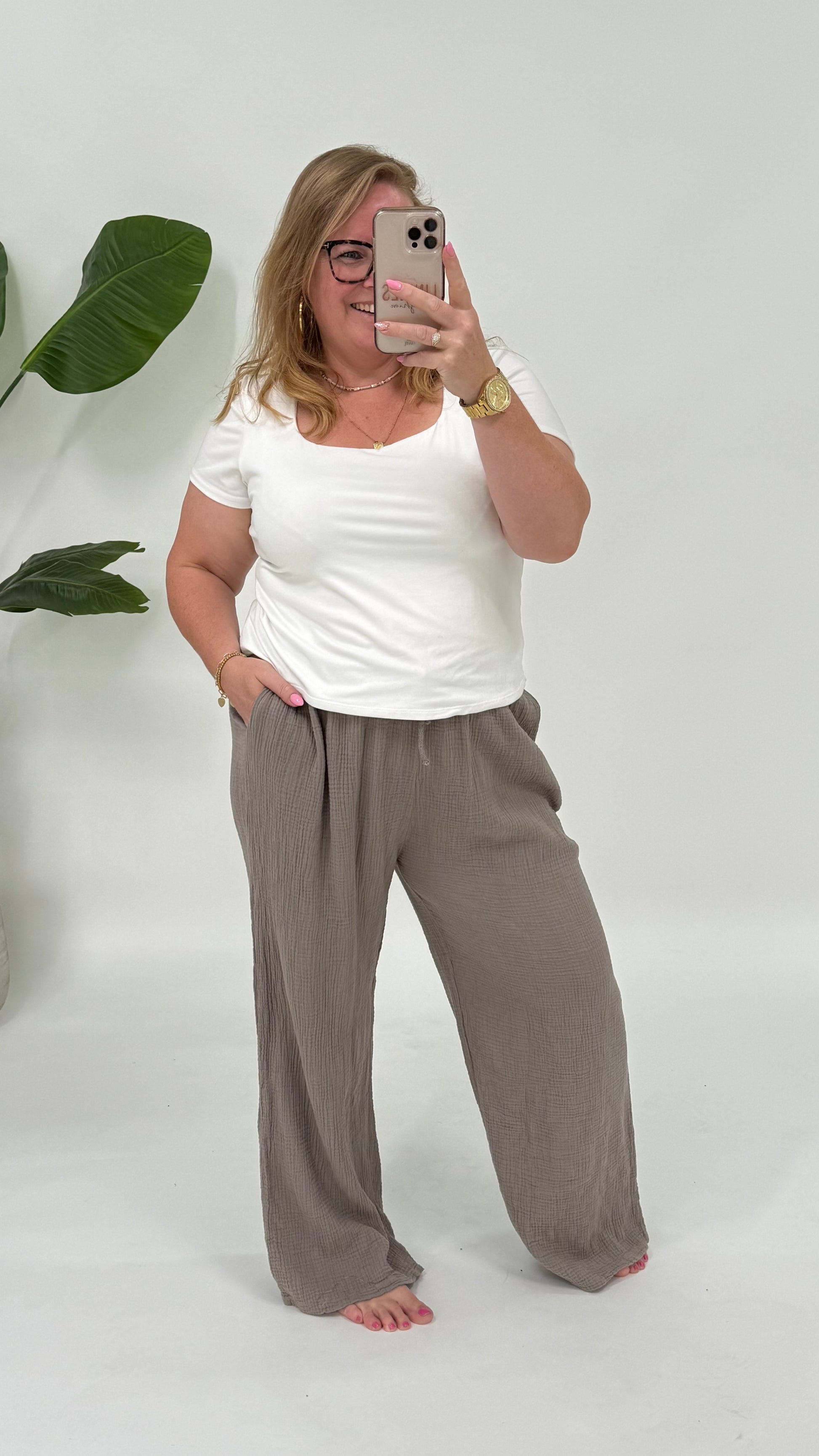 KATOENEN MOUSSELINE BROEK - 2160