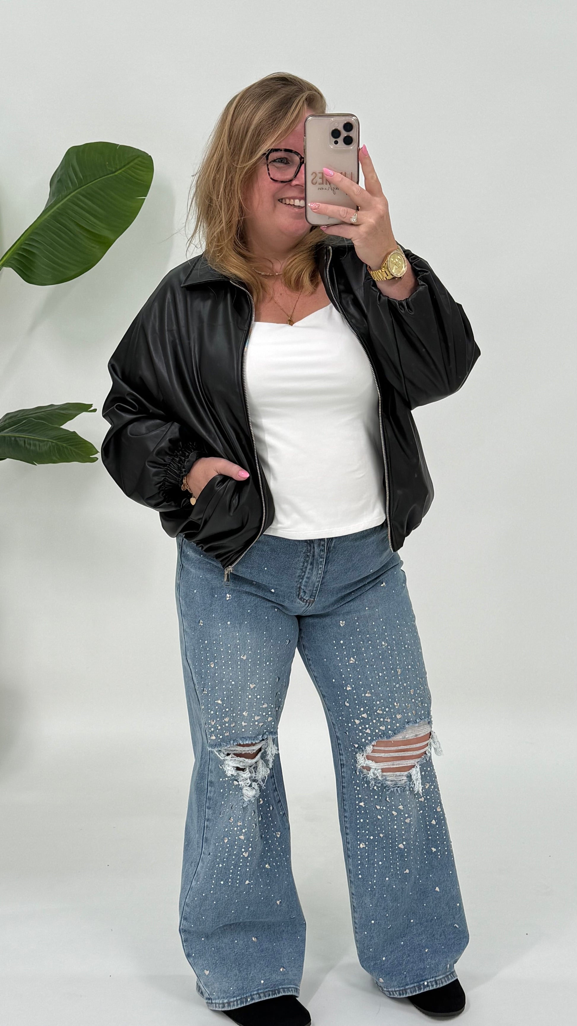 LEATHER LOOK BALLON JACKET - 2161