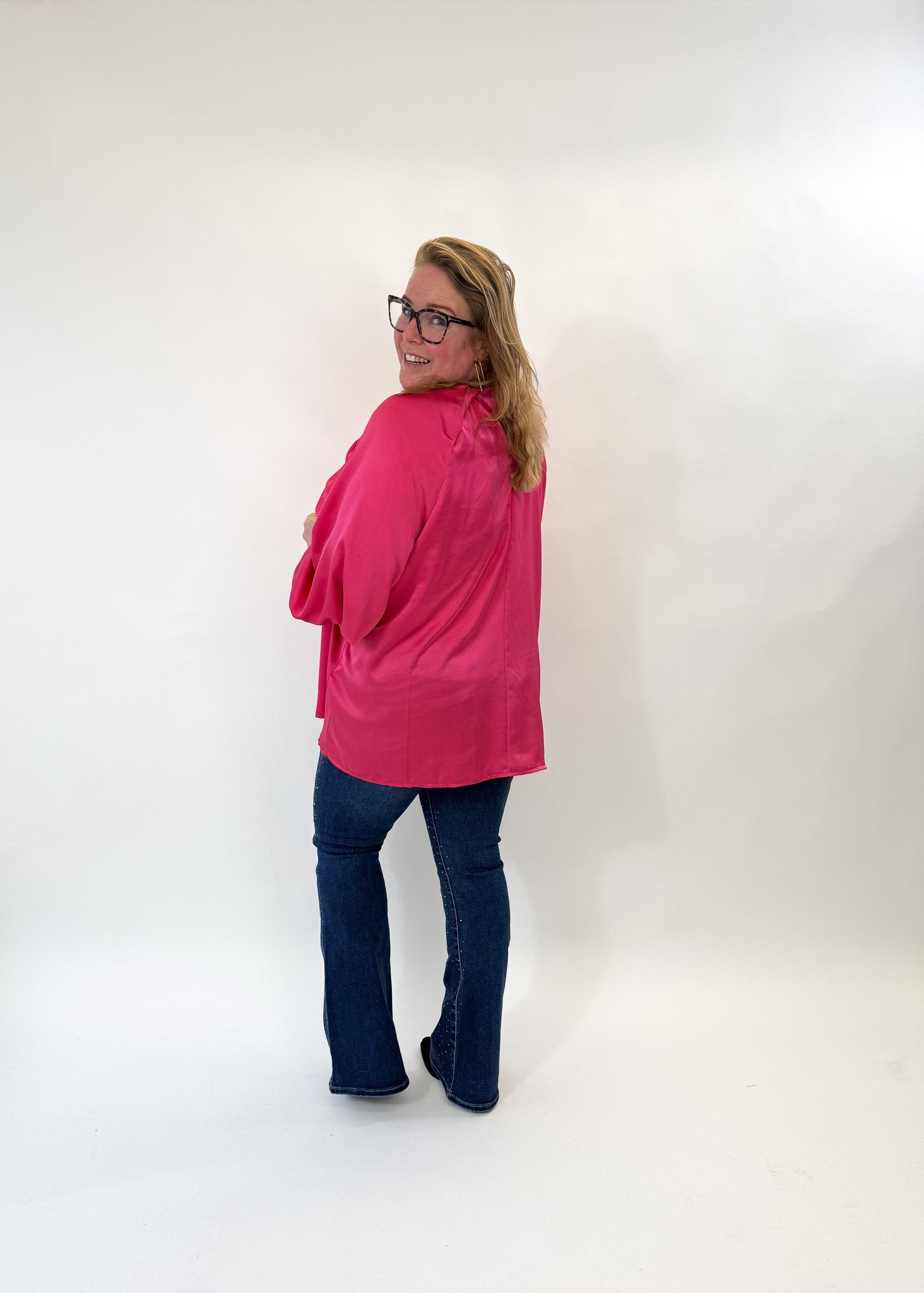 SATIN HOGE HALS TOP - 1817