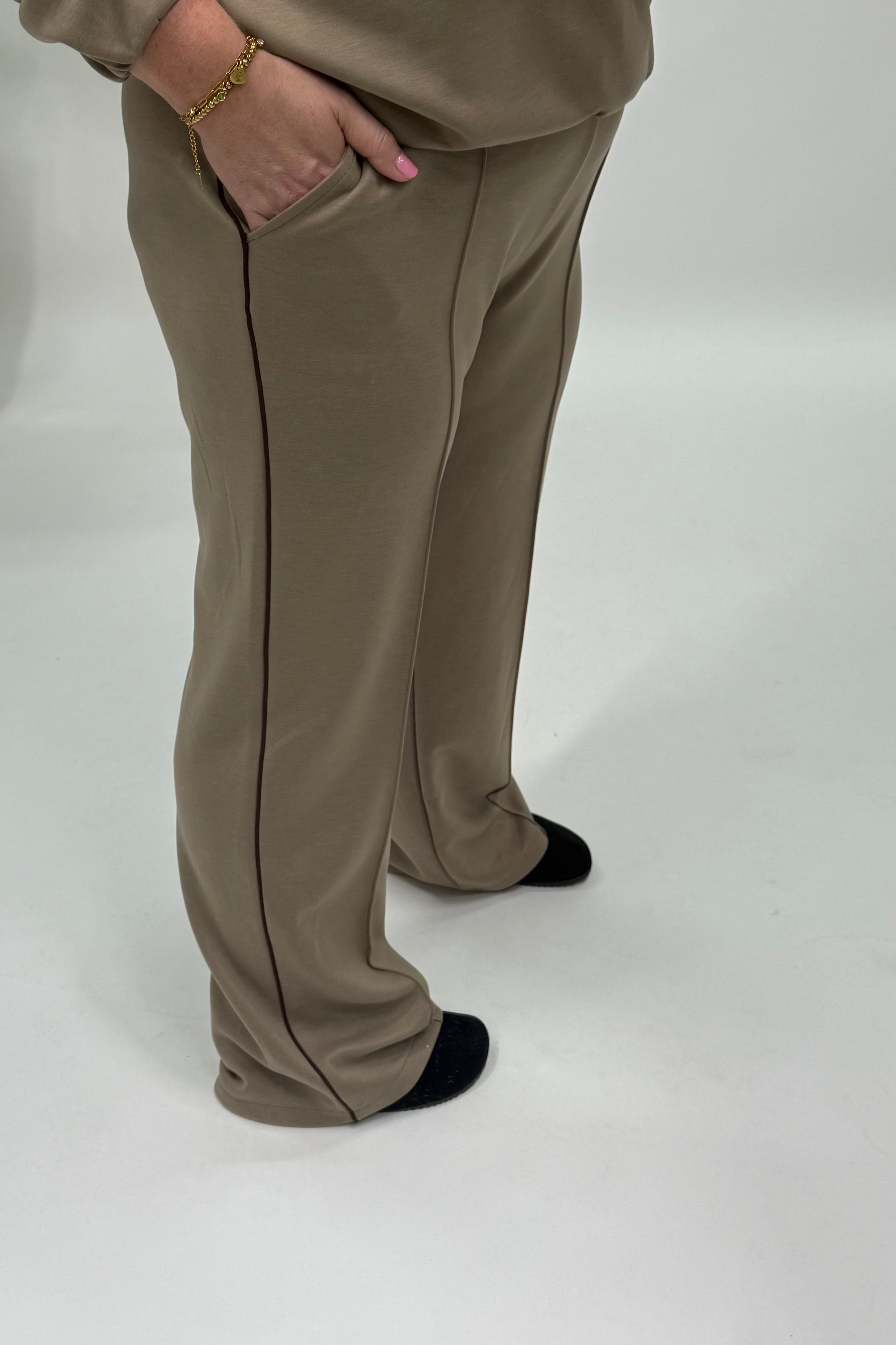 JOGGER PANTALON MET BIES TAUPE