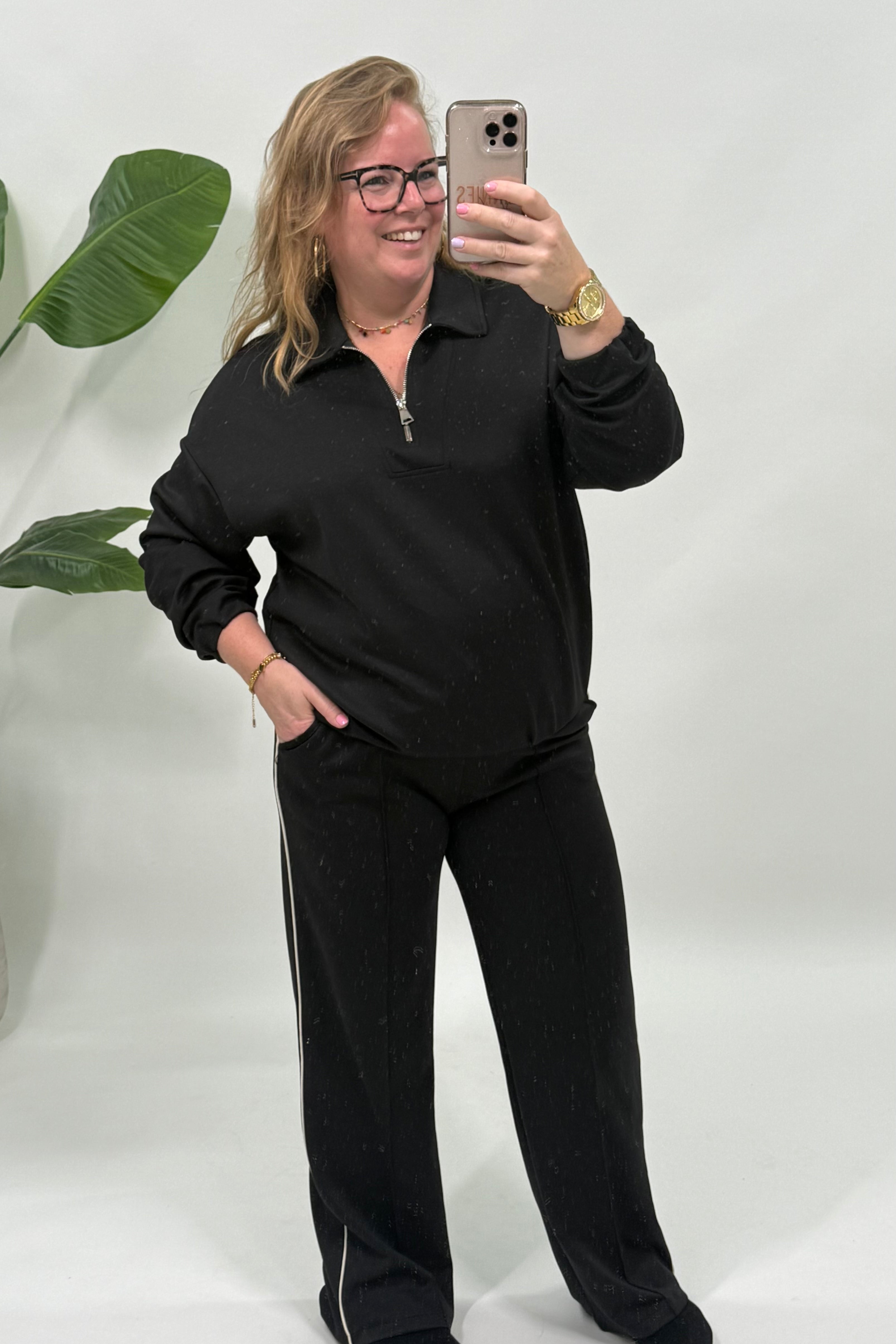 ZIPPER SWEATER ZWART