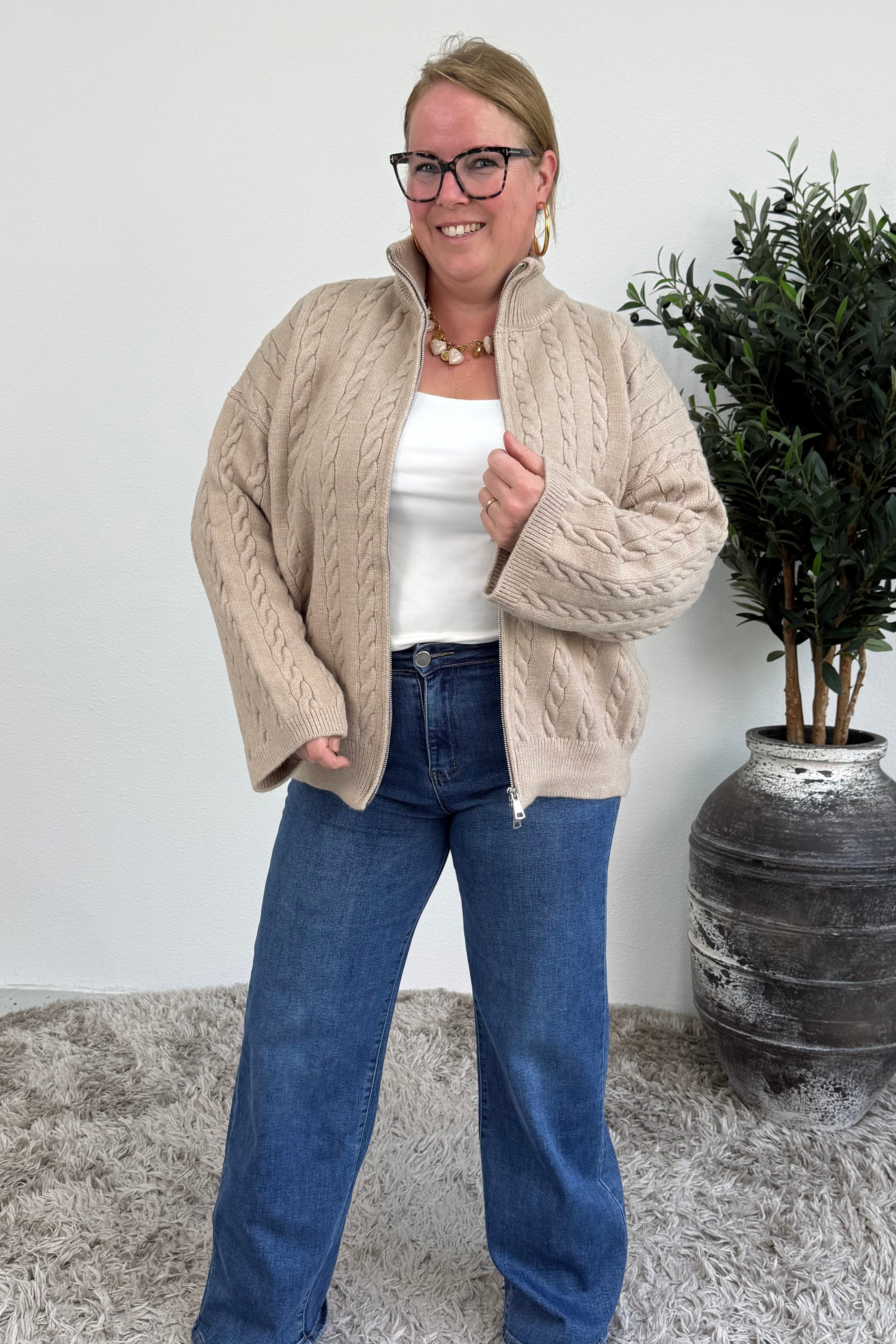 KABEL VEST TAUPE