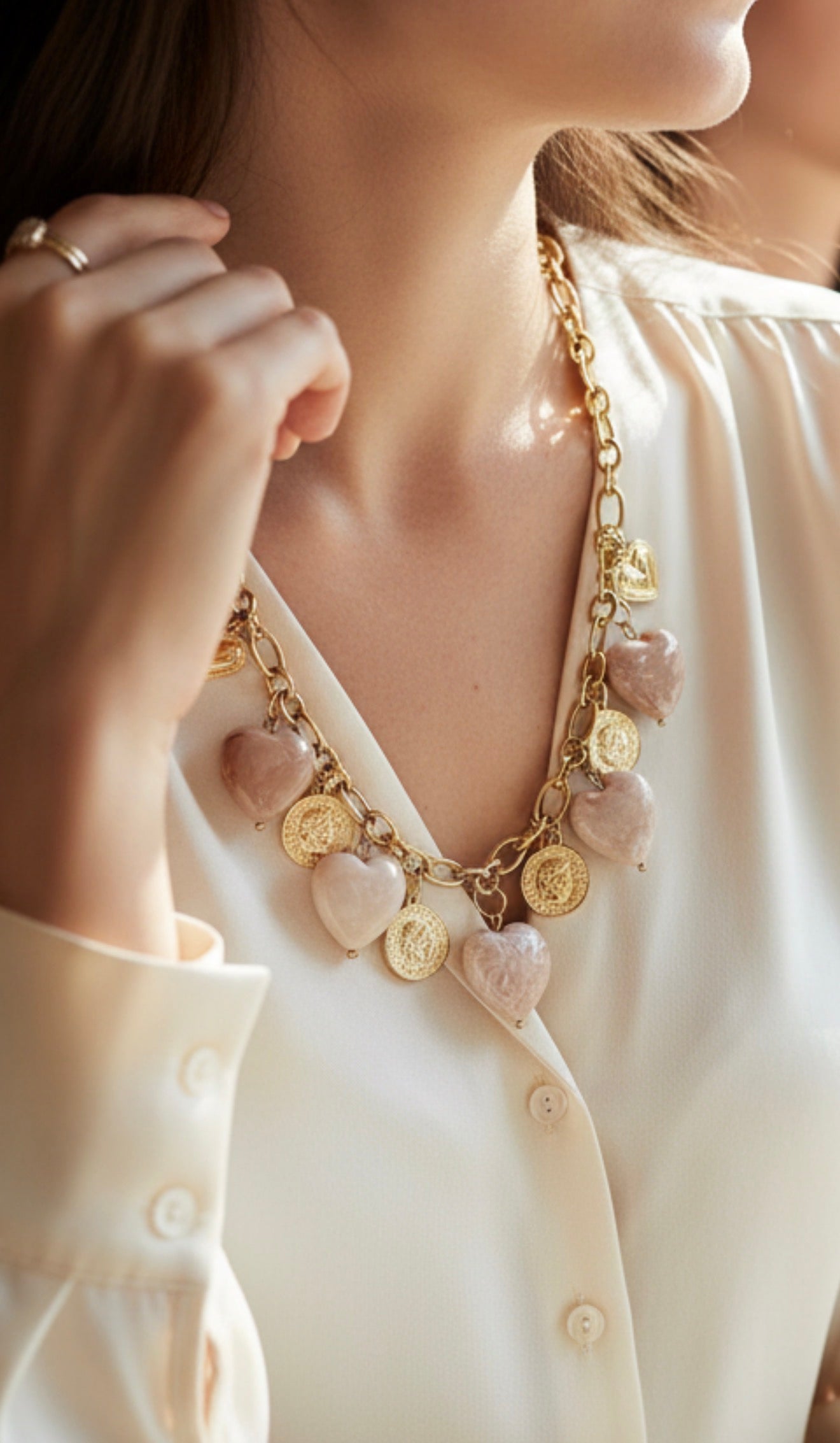 DIAMANT-HERZ-KETTE - GOLD