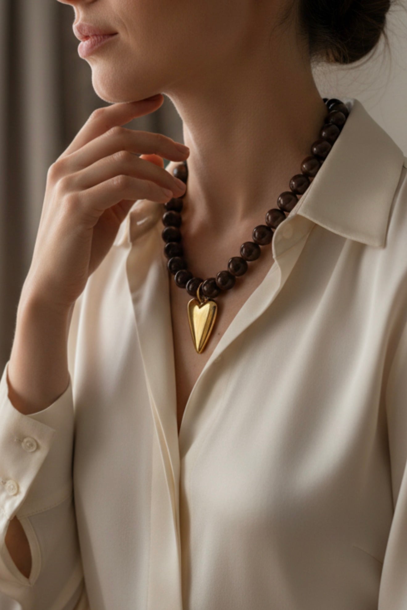 DIAMANT-HERZ-KETTE - GOLD