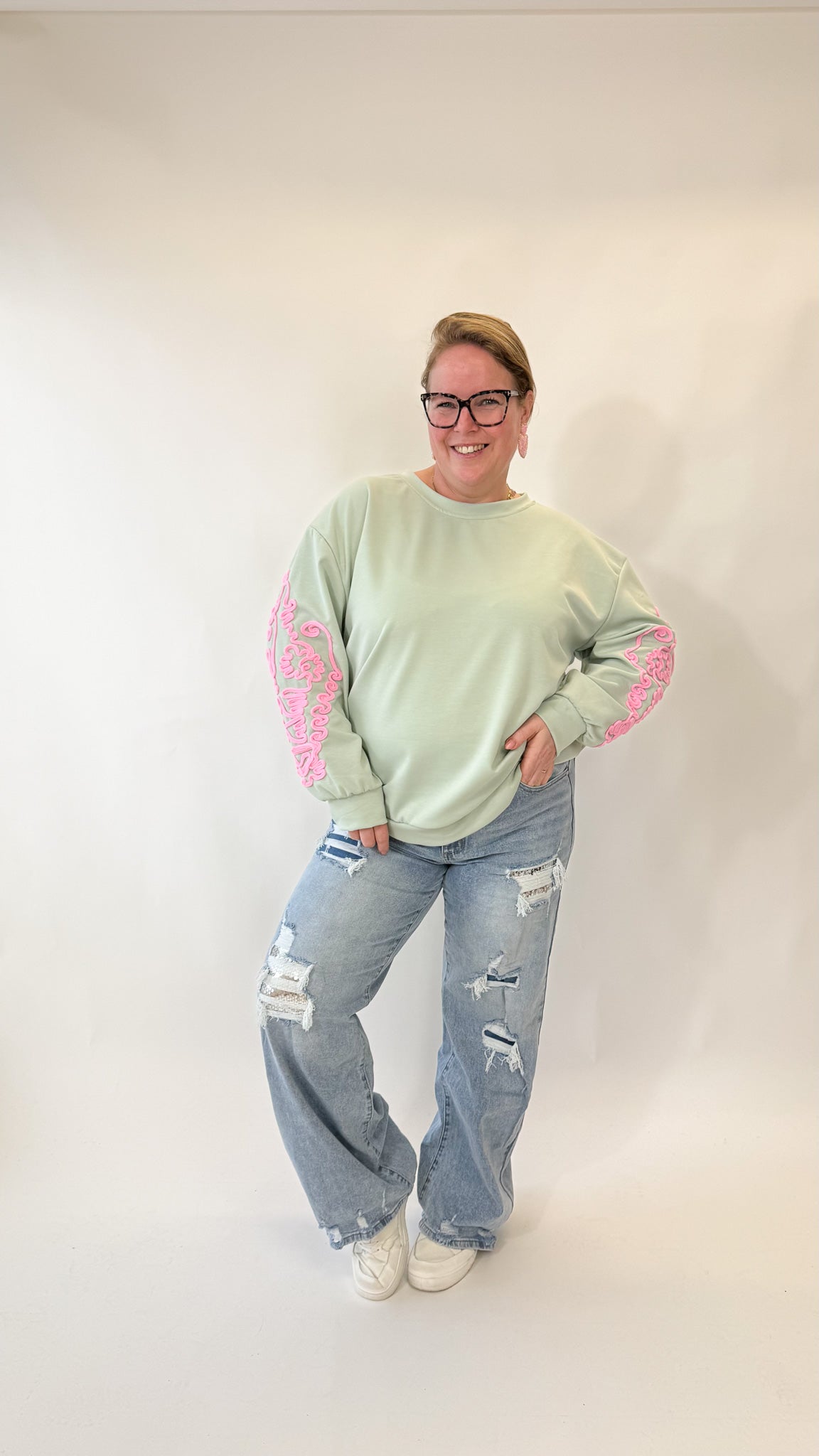 BORDUUR MOUW SWEATER - 1908