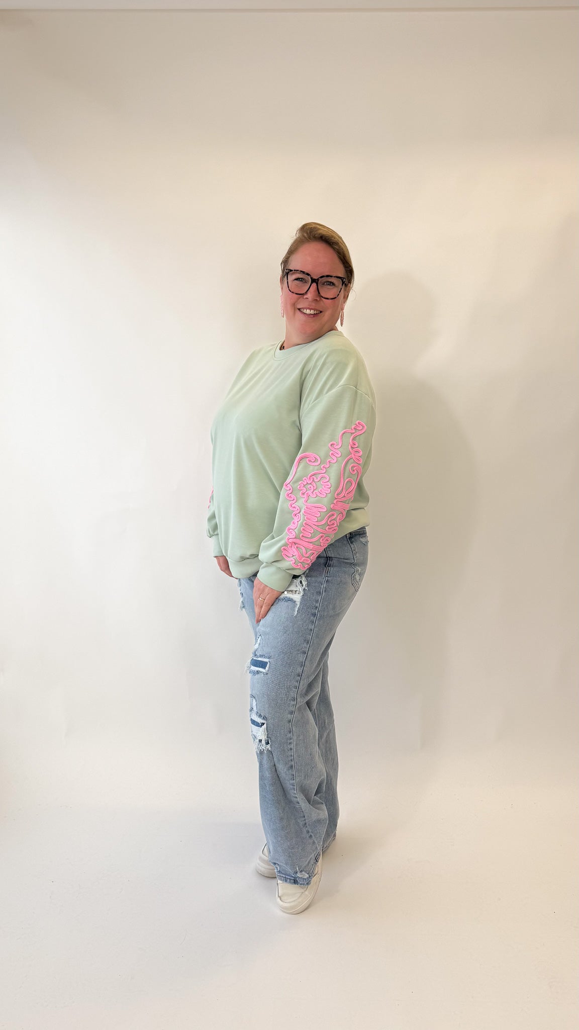 BORDUUR MOUW SWEATER - 1908