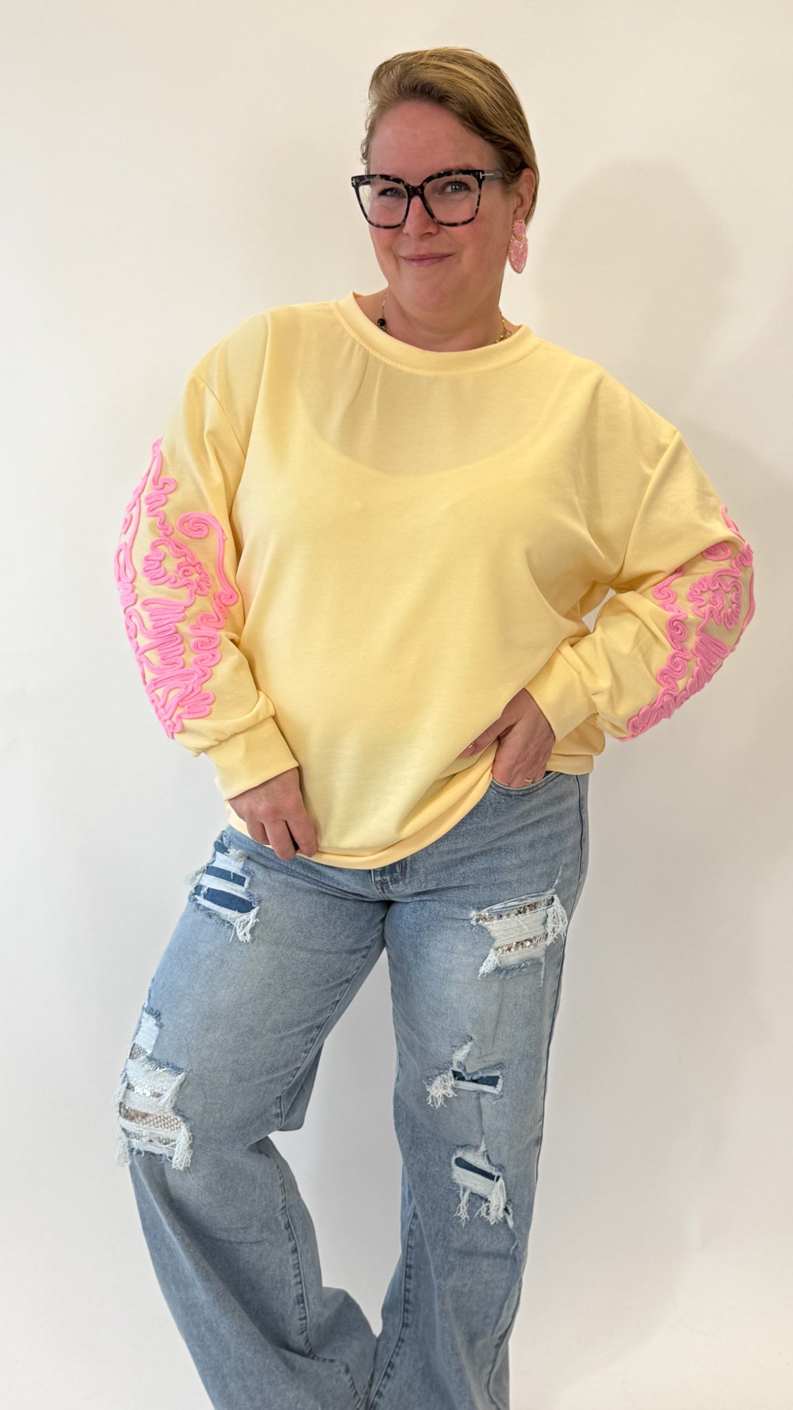 BORDUUR MOUW SWEATER - 1908