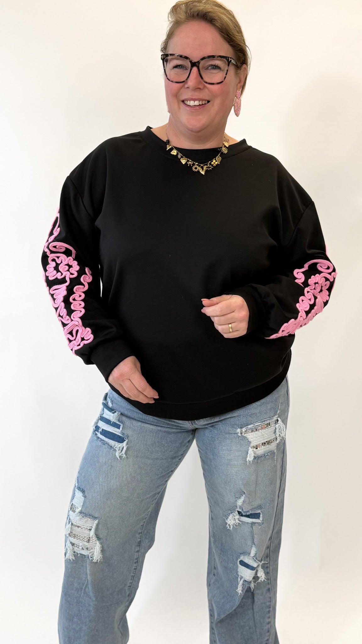 BORDUUR MOUW SWEATER - 1908