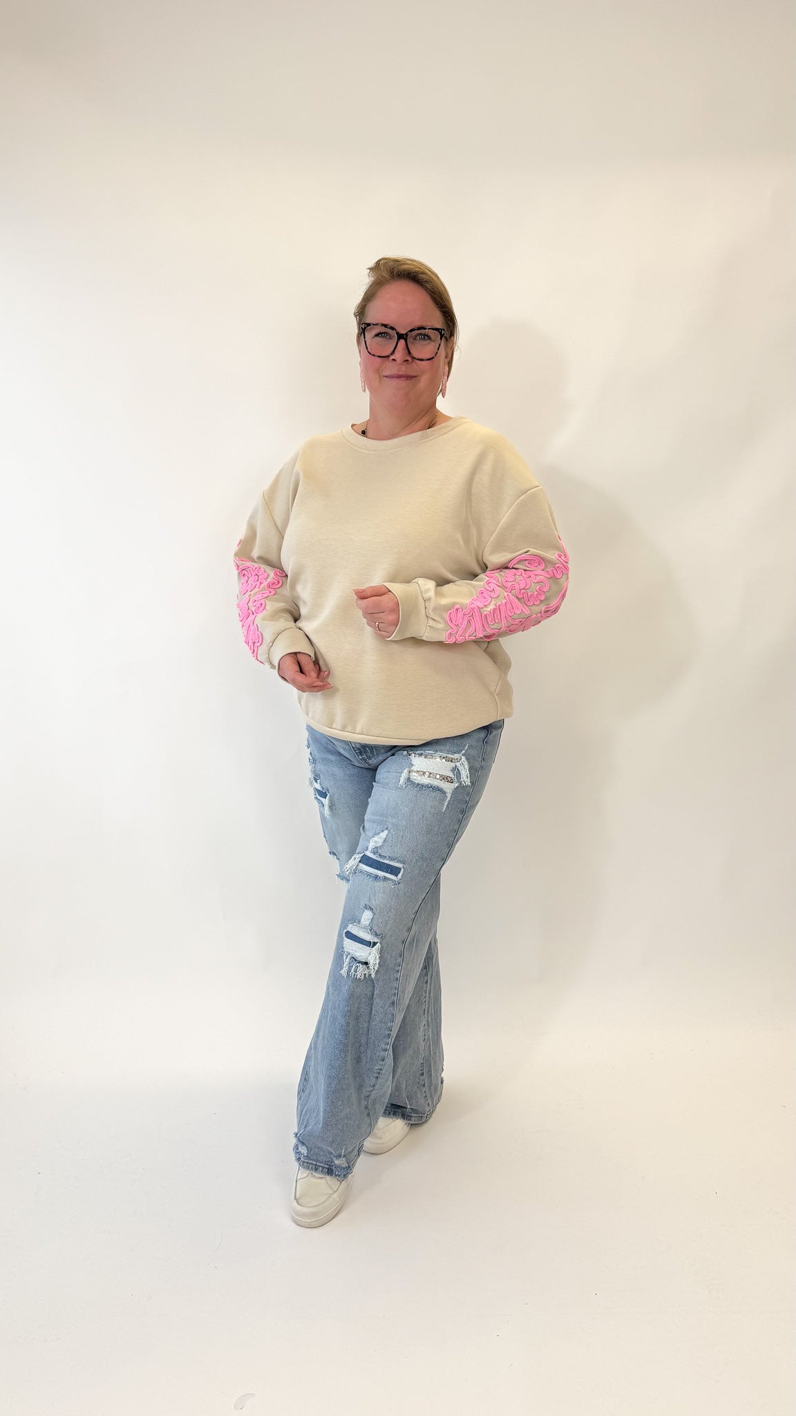 BORDUUR MOUW SWEATER - 1908