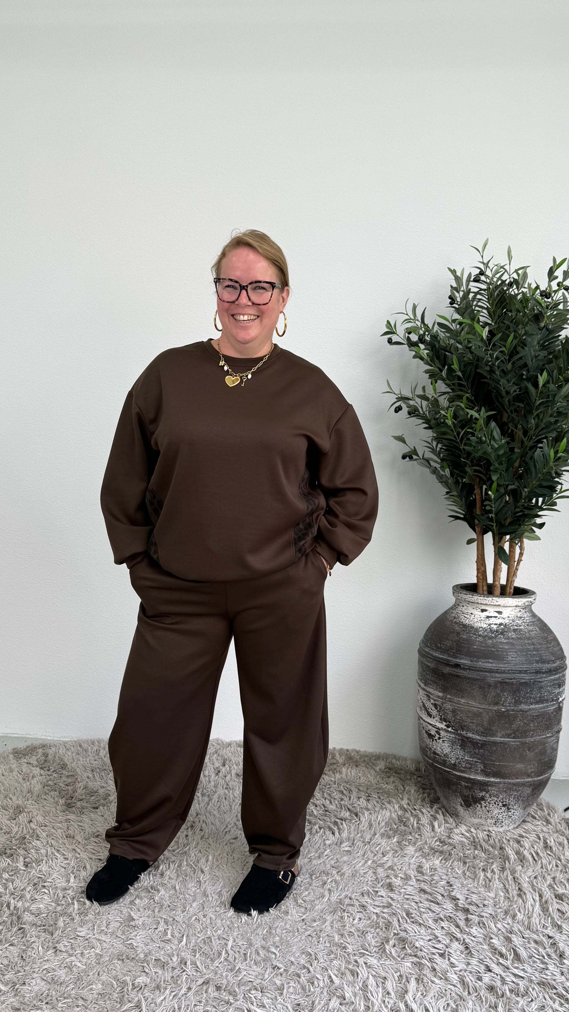 PANTERSTREEP SWEATER ESPRESSO