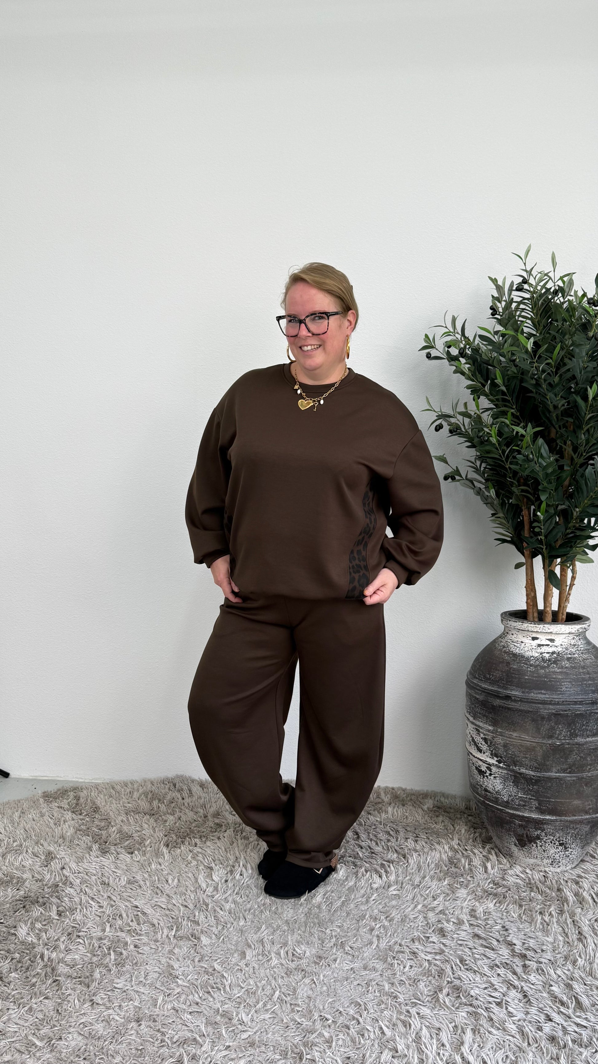 PANTERSTREEP SWEATER ESPRESSO