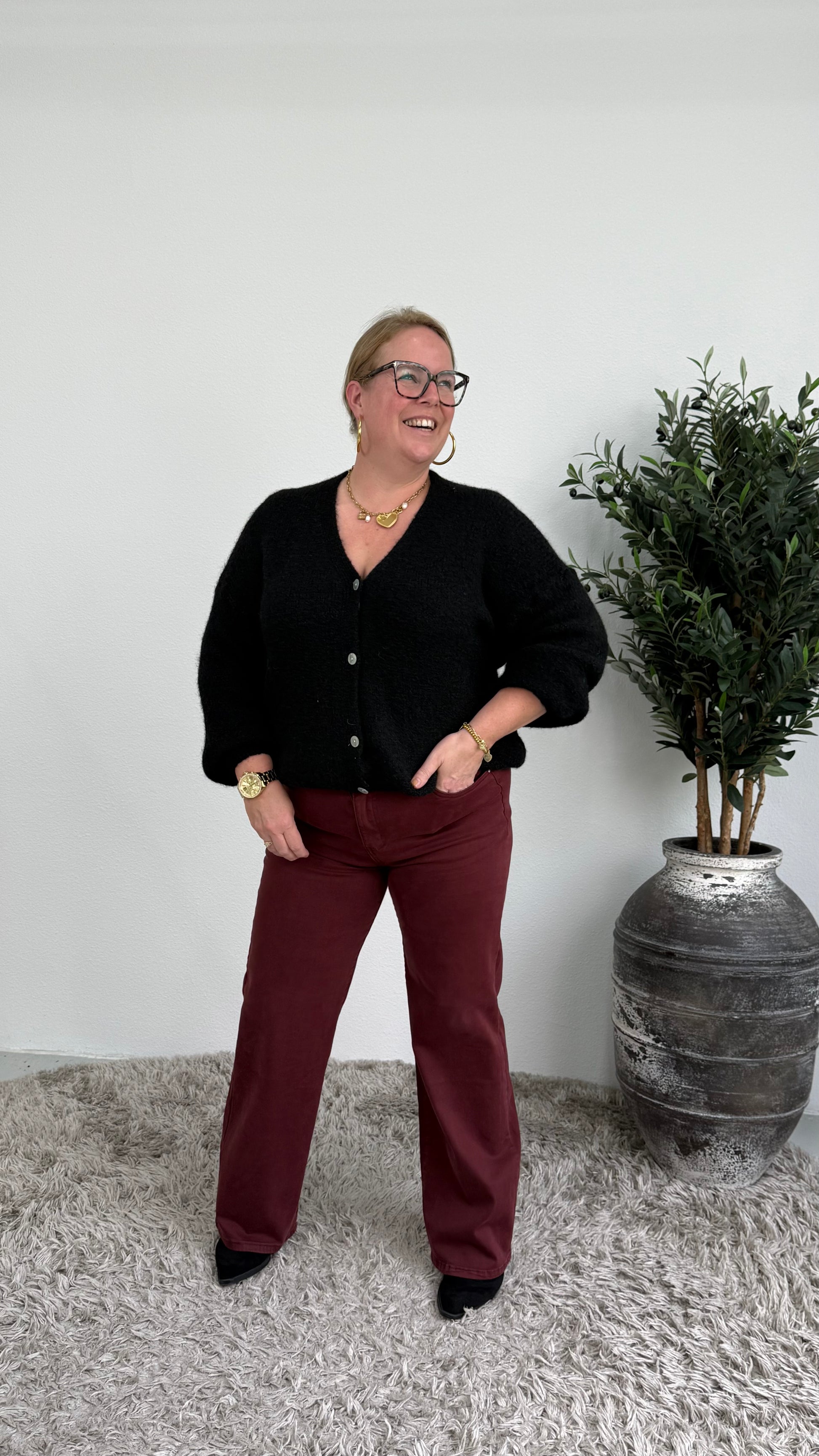 GEBREIDE CARDIGAN MET KNOPEN ZWART