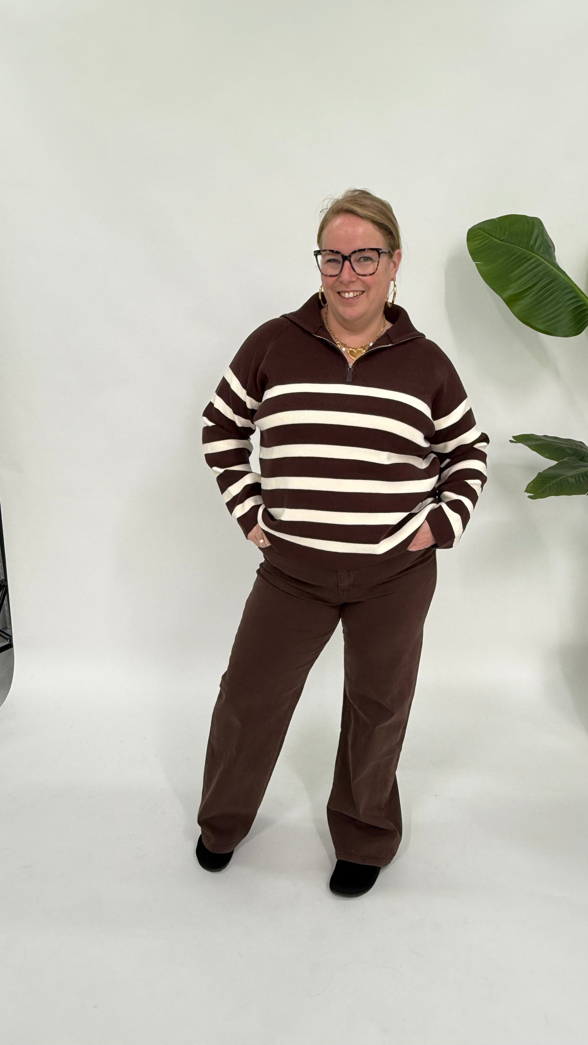 STREEP KNIT ESPRESSO/OFFWHITE