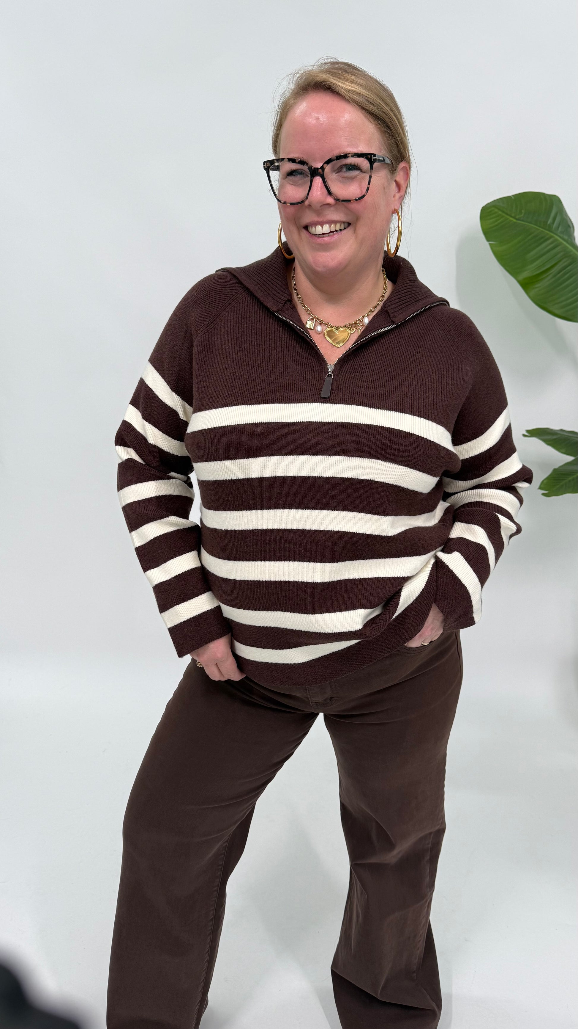 STREEP KNIT ESPRESSO/OFFWHITE