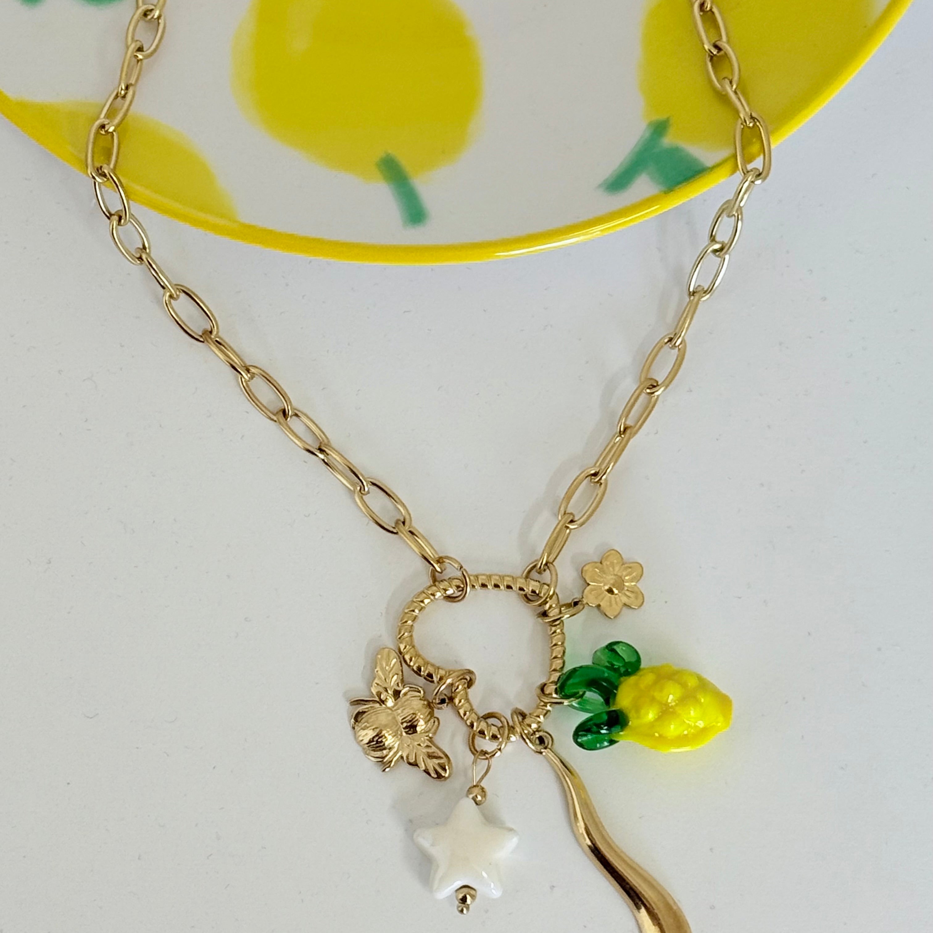 DIAMANT-HERZ-KETTE - GOLD