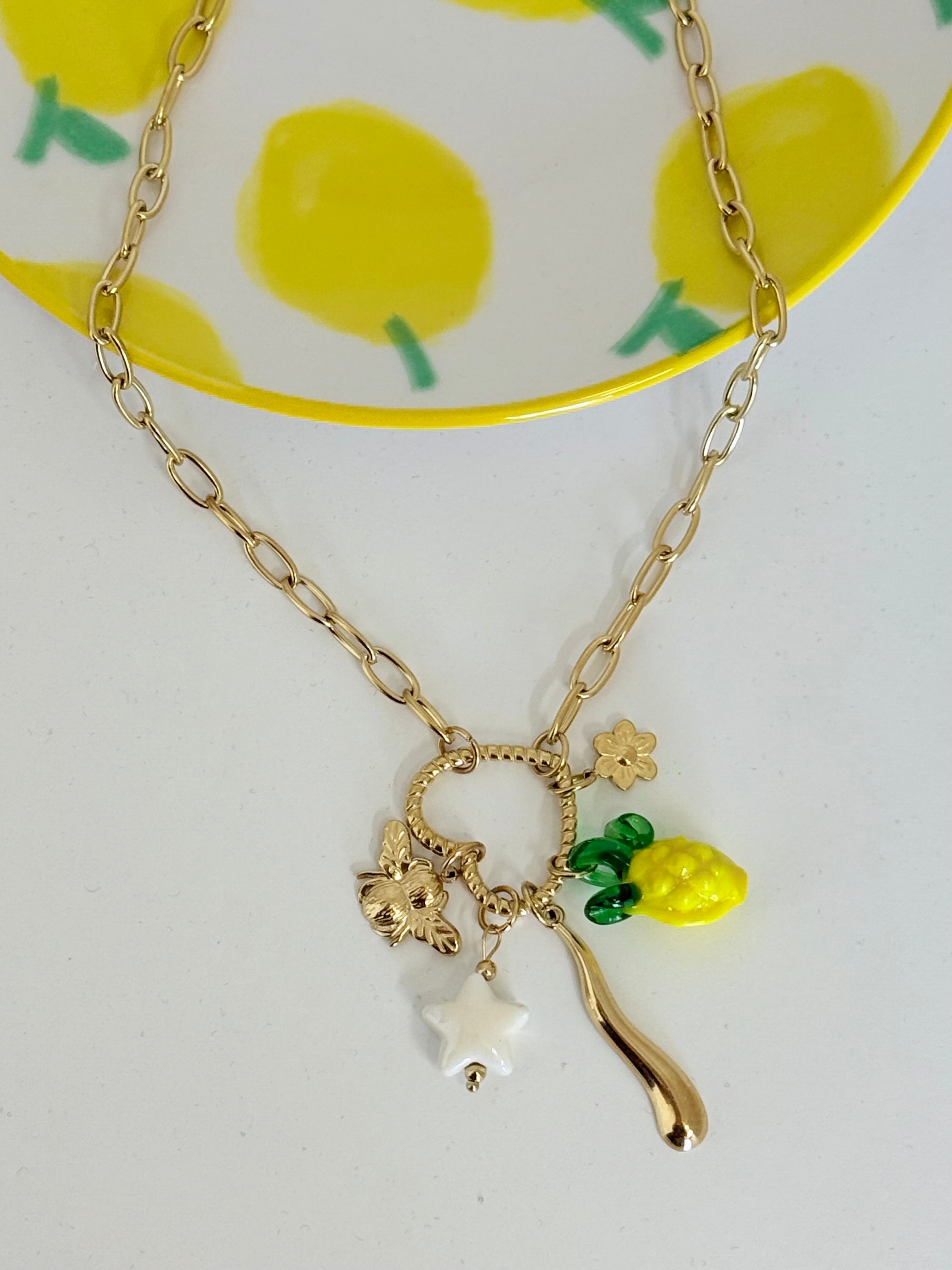 DIAMANT-HERZ-KETTE - GOLD