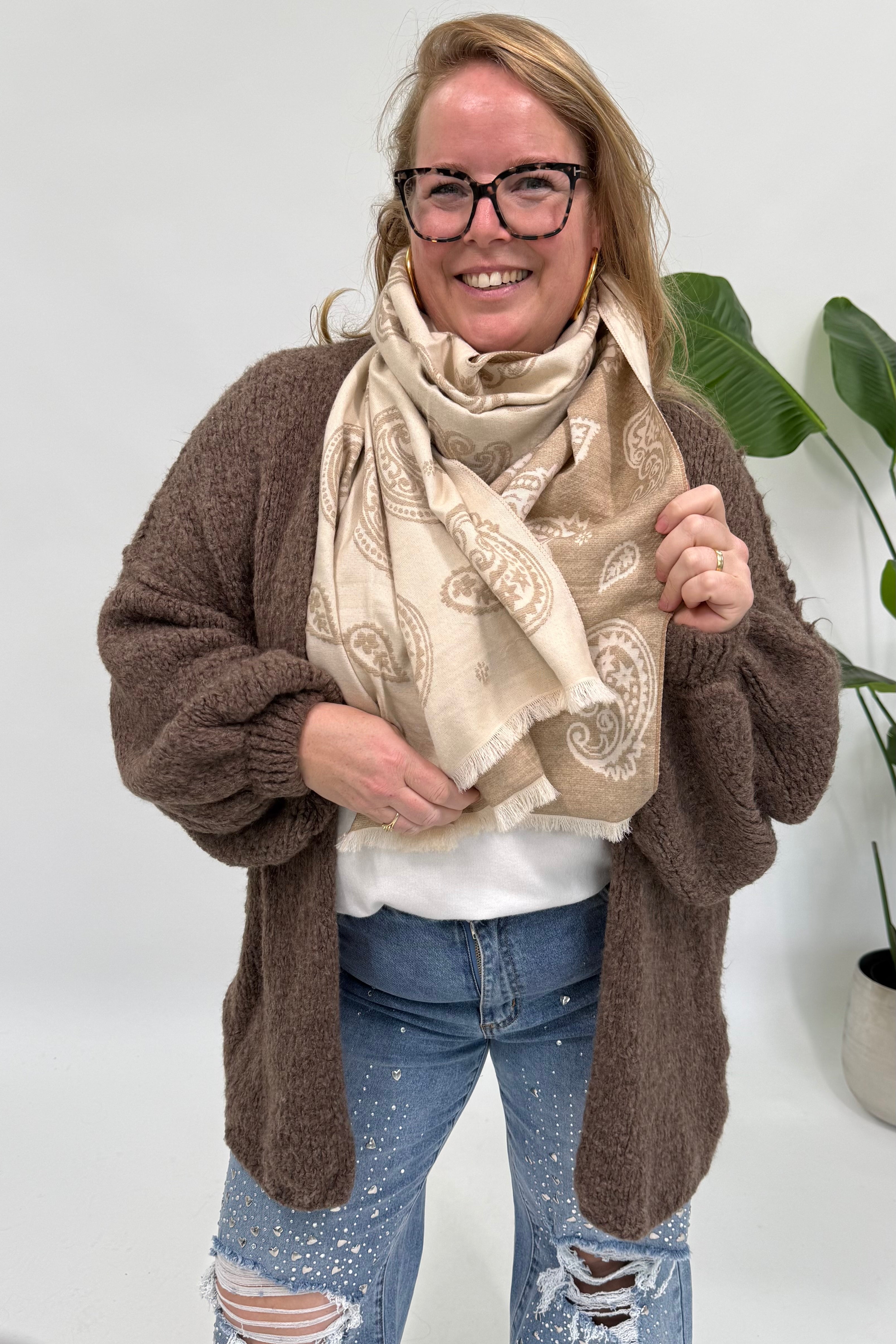 SJAAL MET PAISLEY PRINT BEIGE