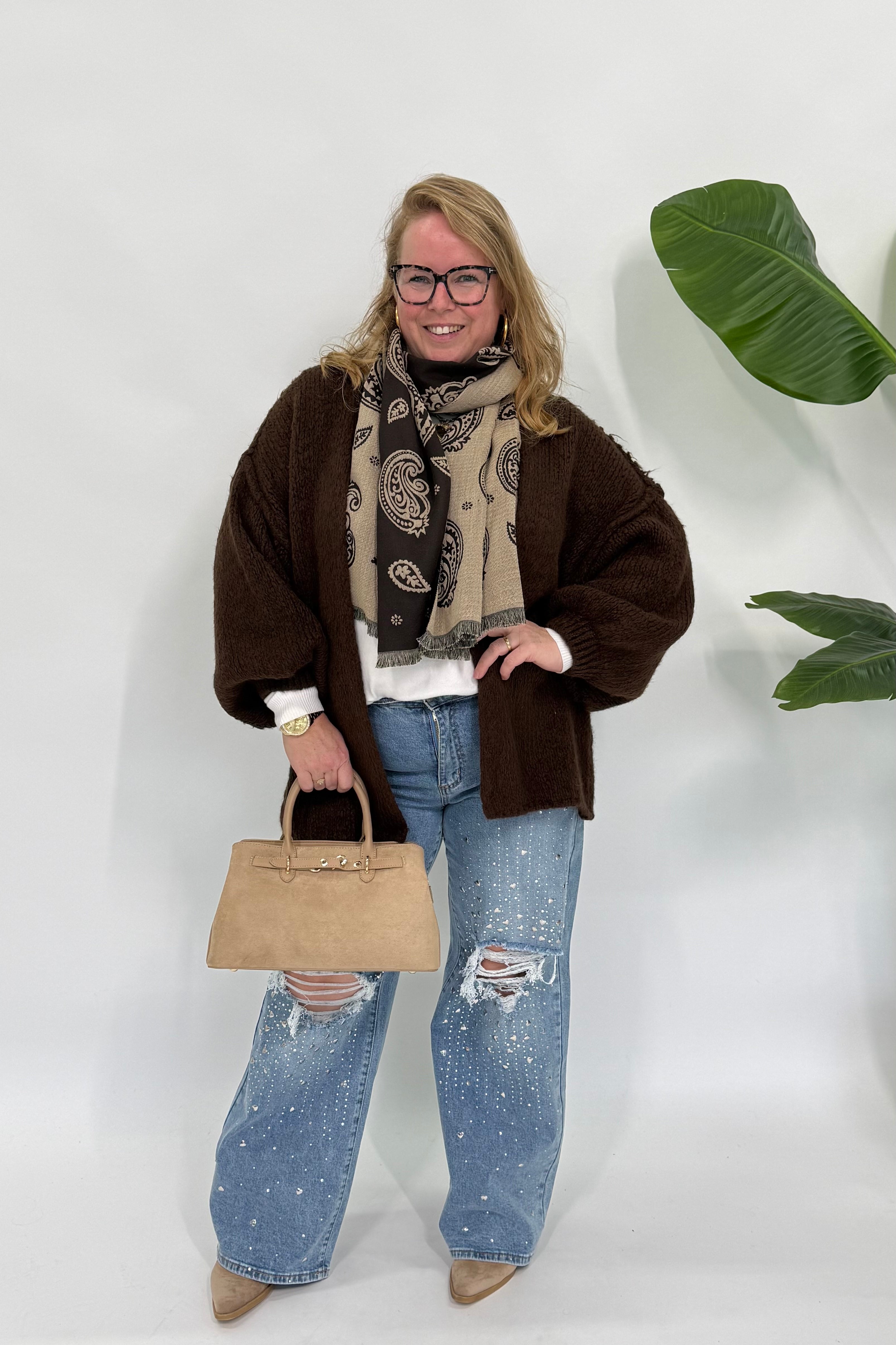 SJAAL MET PAISLEY PRINT ESPRESSO