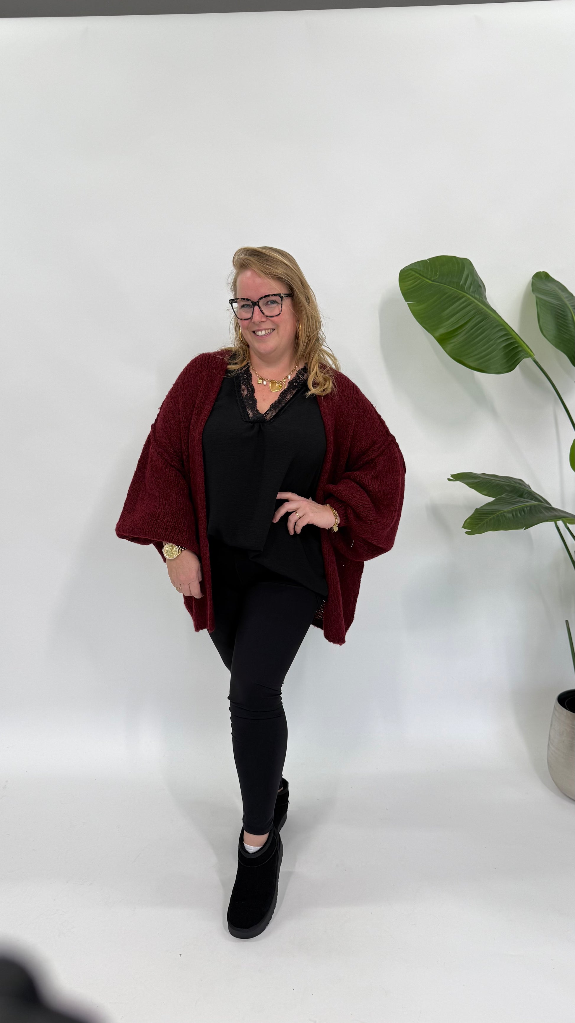 VEST MET BALLON MOUW BORDEAUX