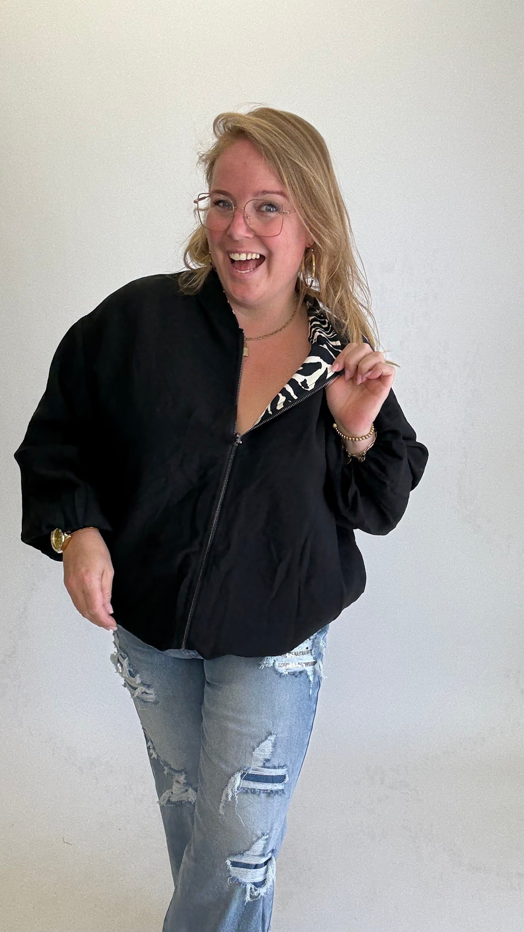 BO DENIM WESTE (38 BIS 50) - SCHWARZ