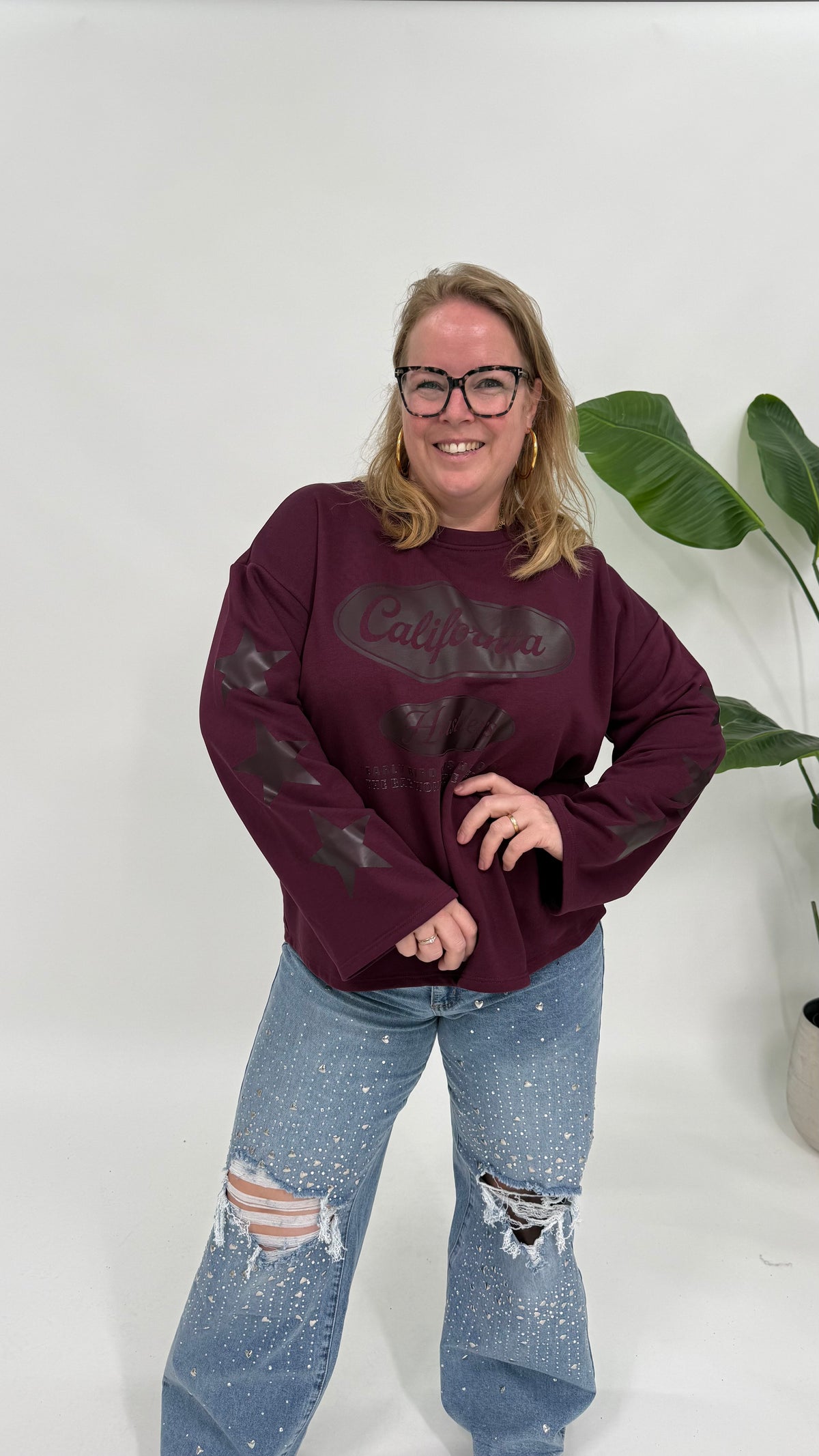 CALIFORNIA STAR SWEATER BURGUNDY