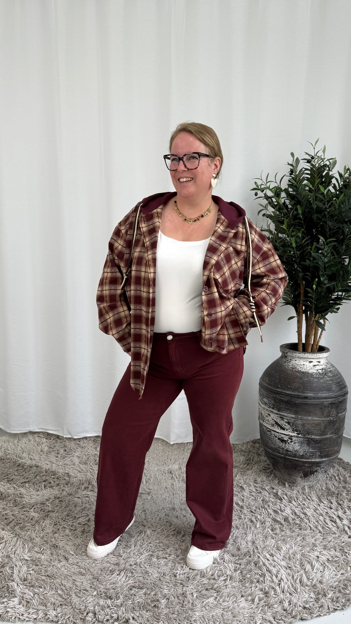 RUIT BLOUSE/JASJE MET CAPUCHON BURGUNDY