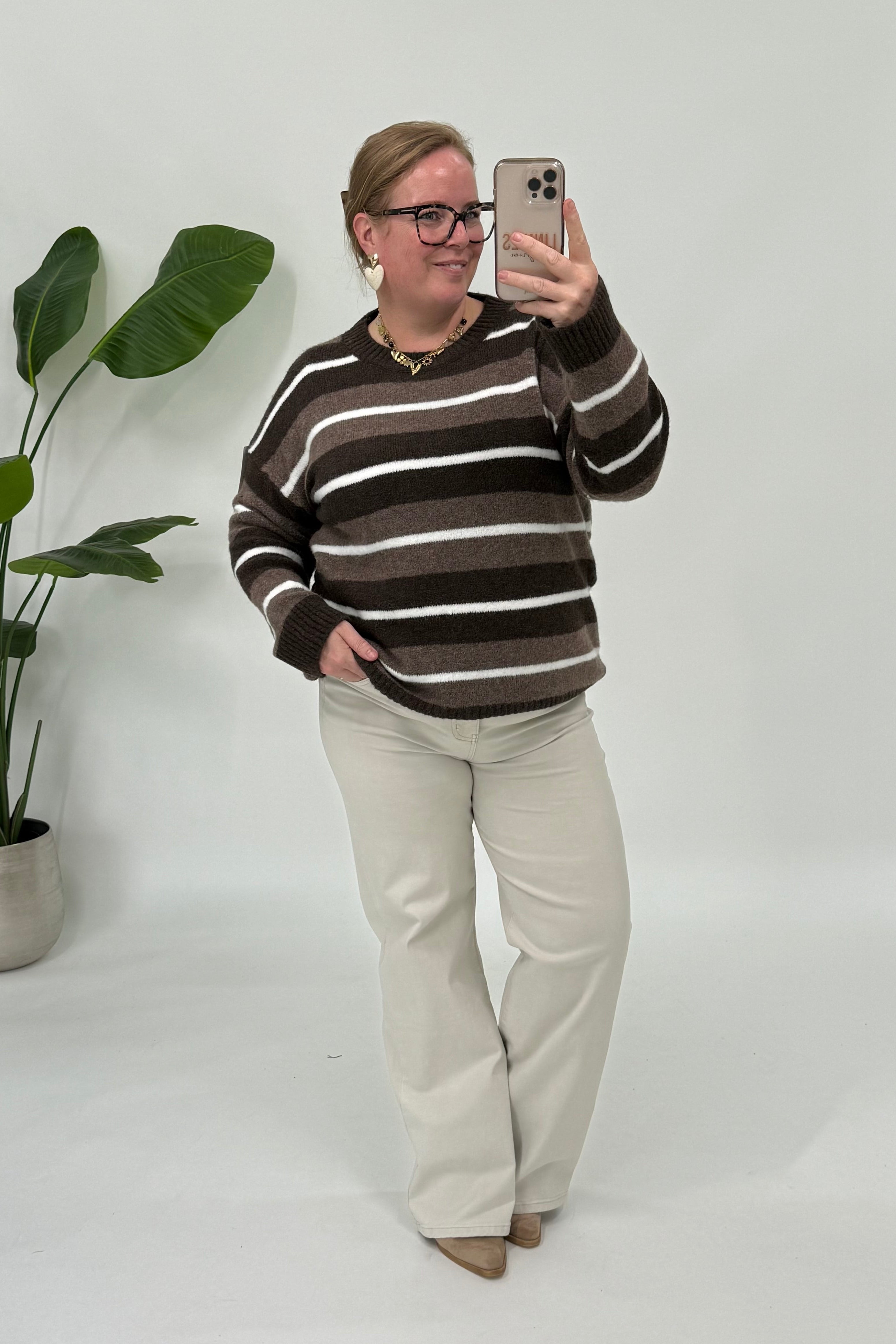 COLOR STREEP SWEATER ESPRESSO
