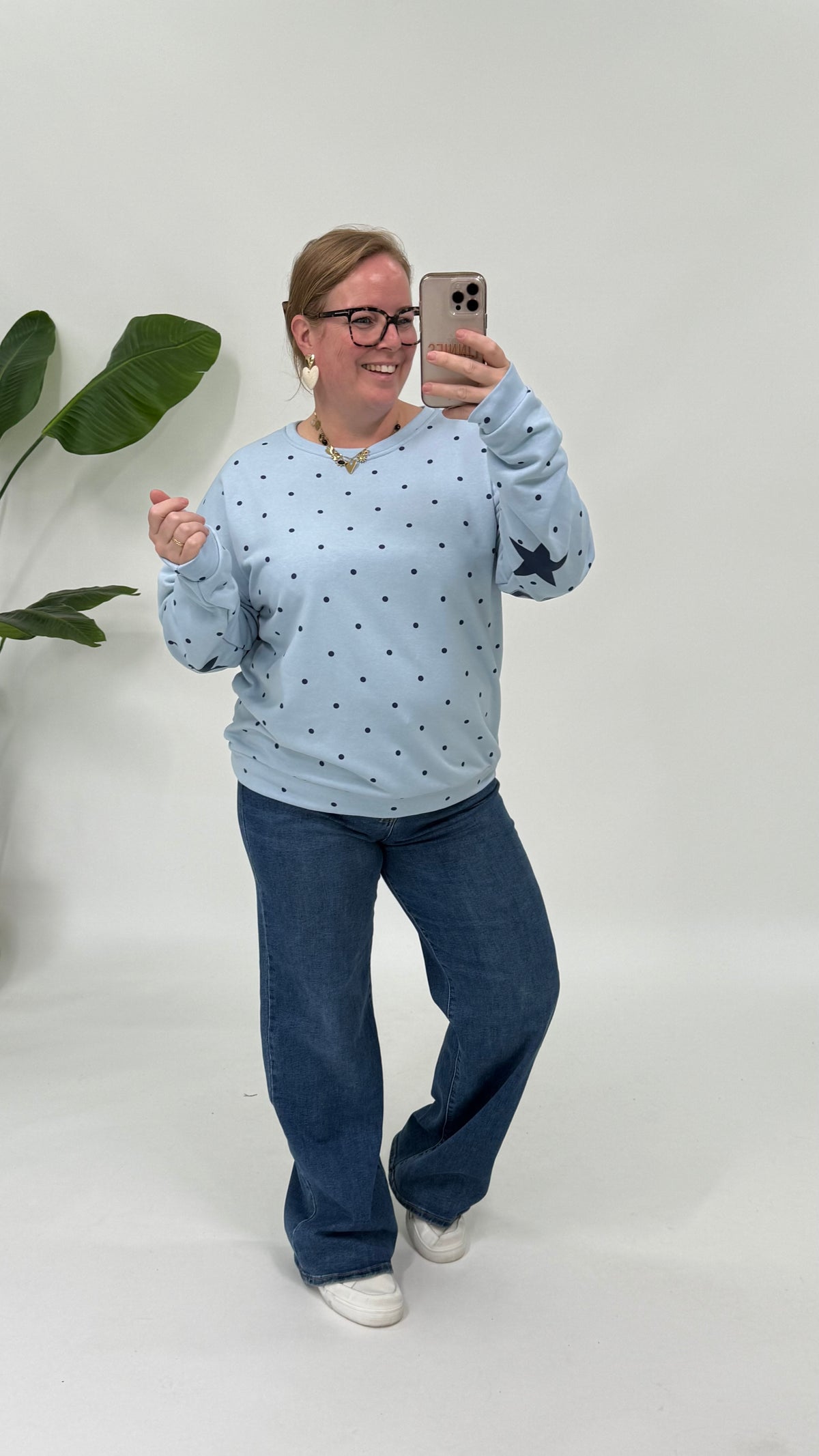 BISOUS DOTS SWEATER BLAUW