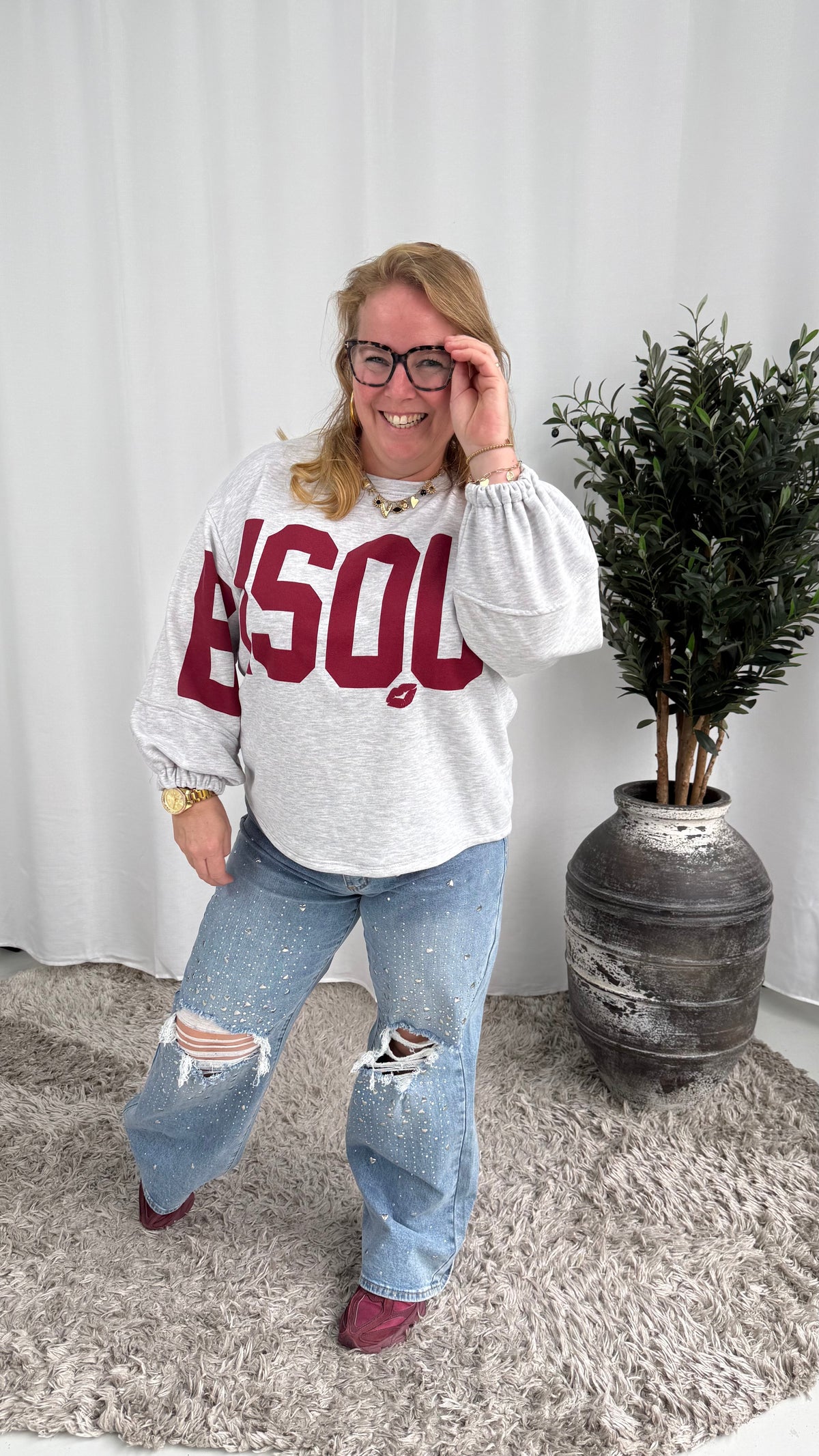 BISOUS SWEATER GRIJS