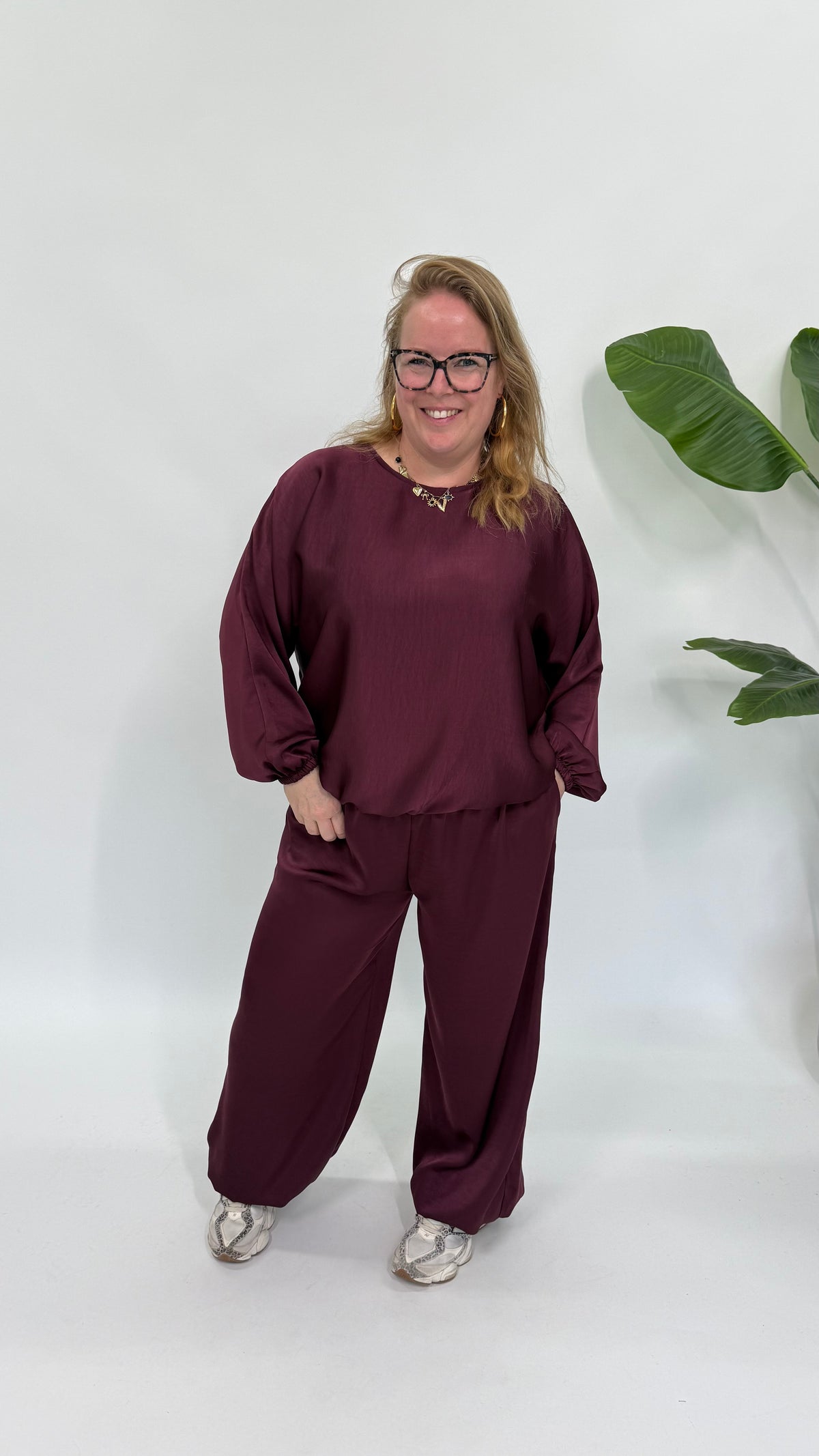 SILK LOOK TOP BURGUNDY
