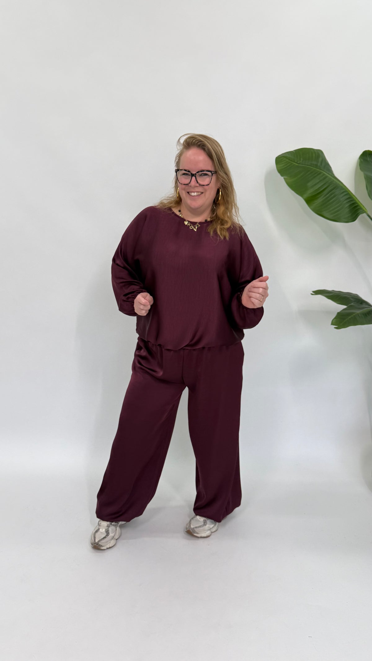 SILK LOOK BROEK BURGUNDY