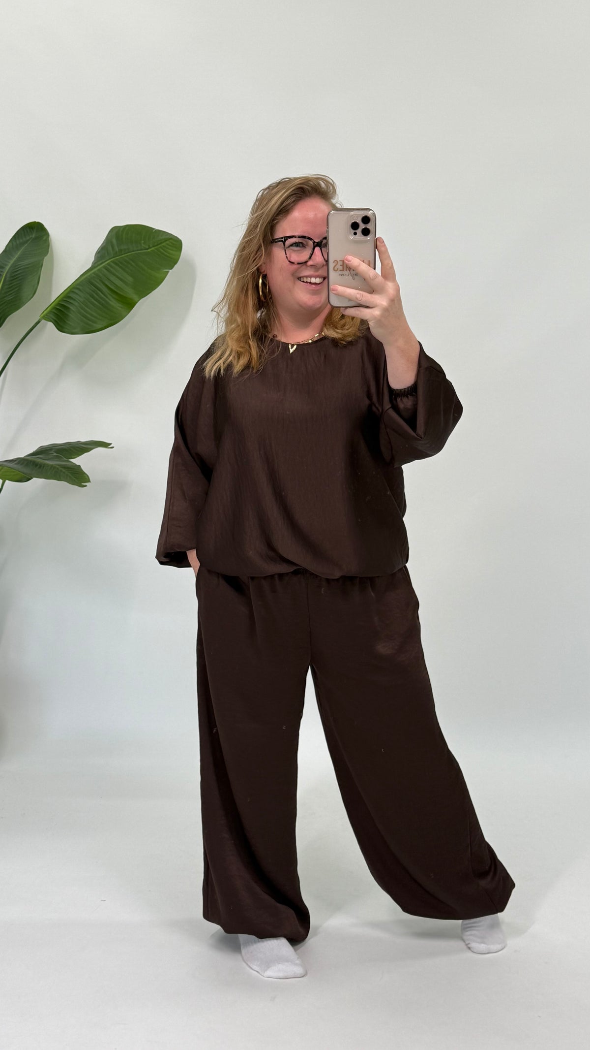 SILK LOOK BROEK ESPRESSO