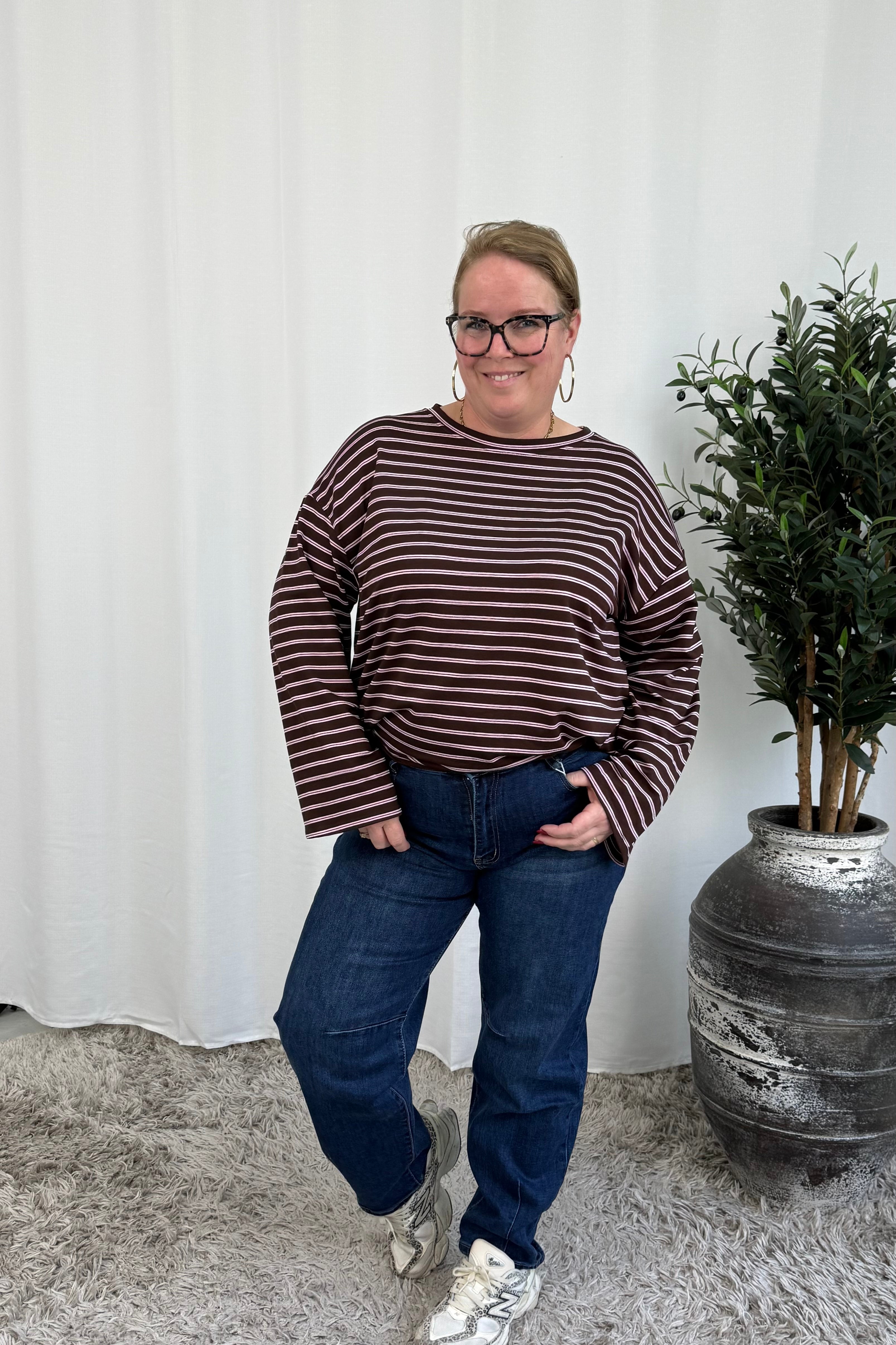 DUO STREEP TOP ESPRESSO/ROZE