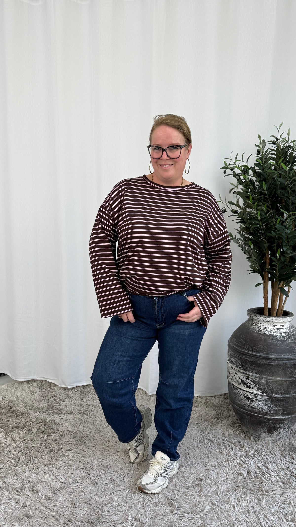 DUO STREEP TOP ESPRESSO/ROZE
