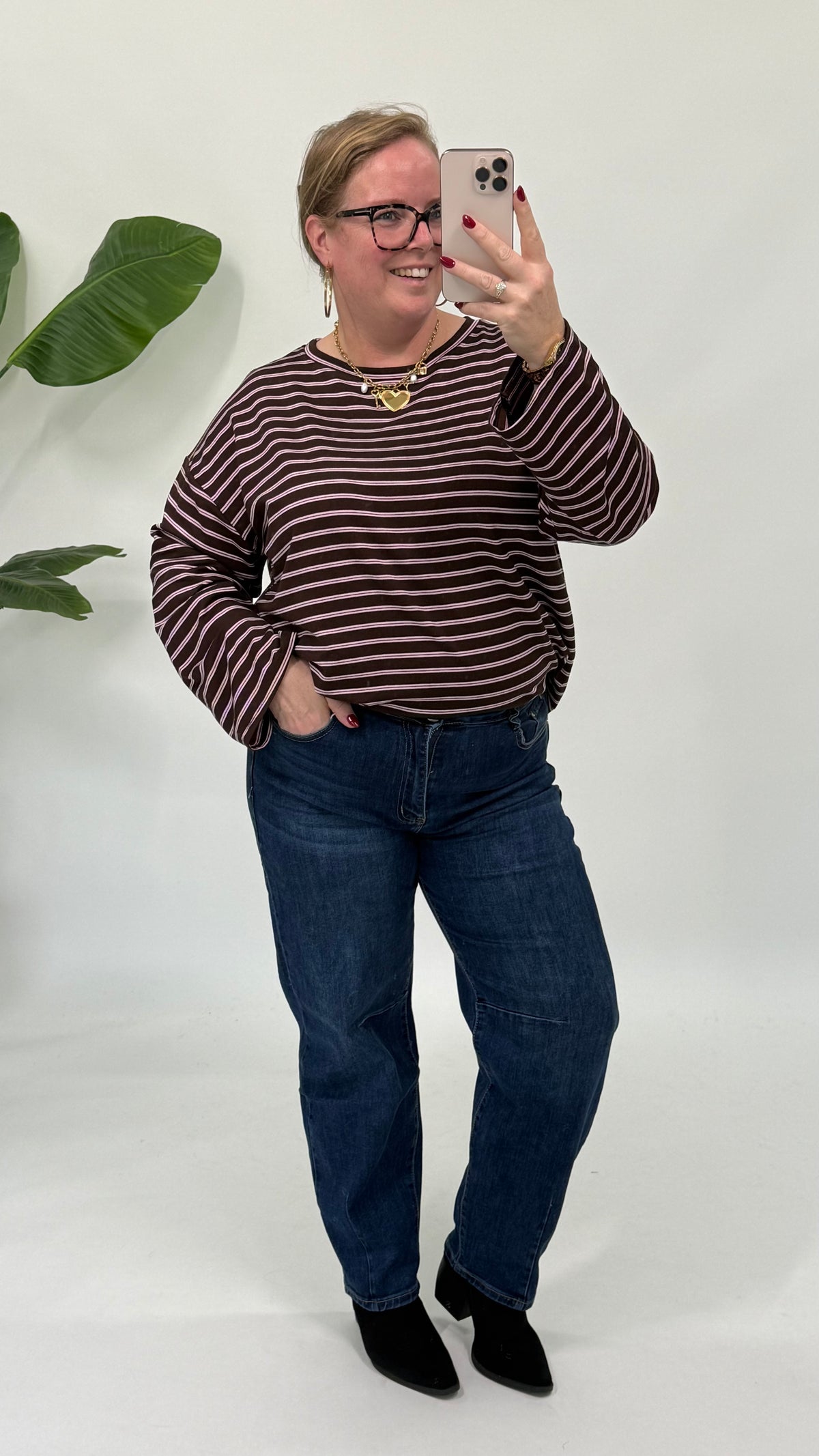 DUO STREEP TOP ESPRESSO/ROZE