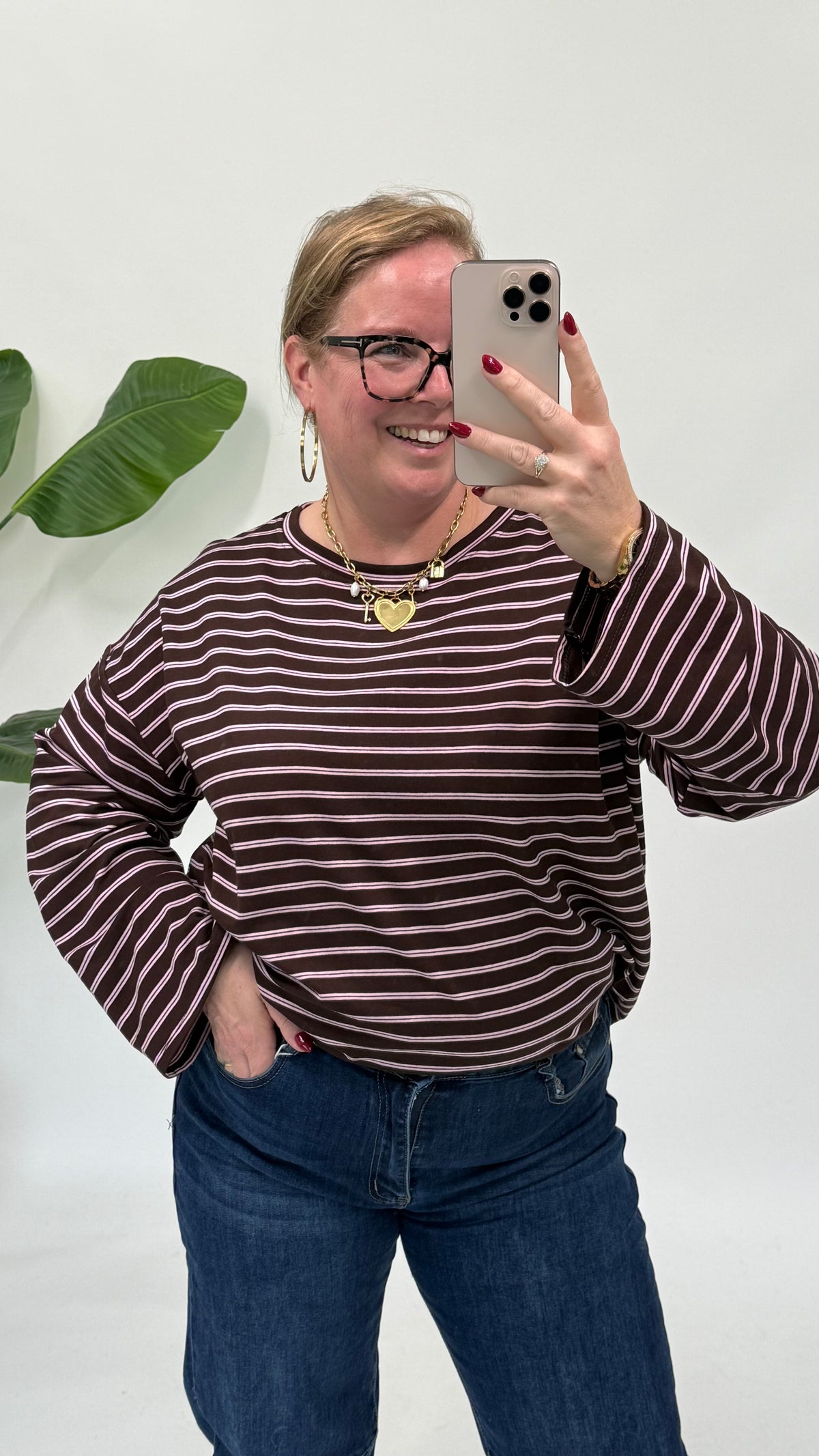 DUO STREEP TOP ESPRESSO/ROZE