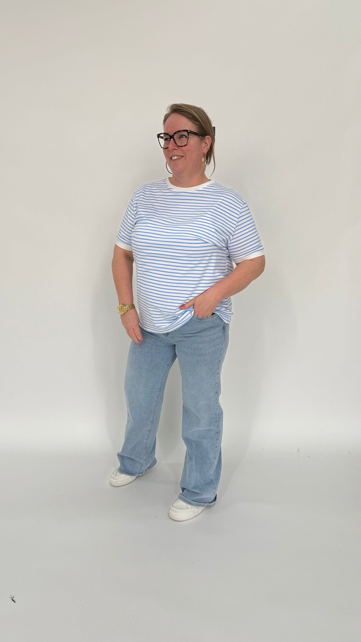STREEPJES T-SHIRT BLAUW/WIT