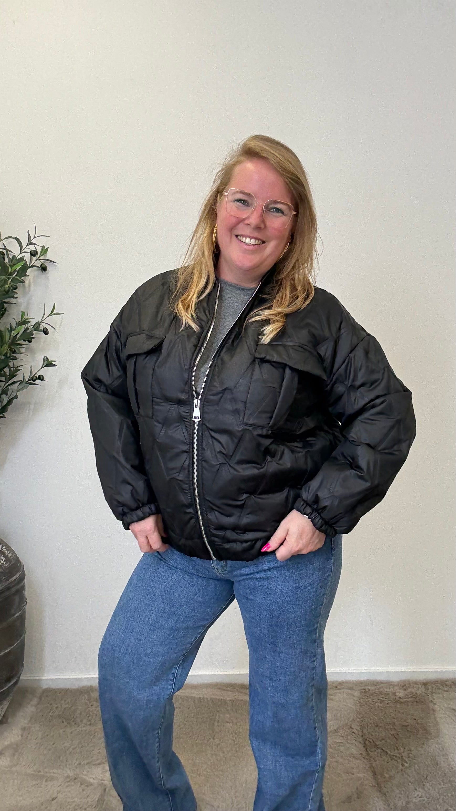 BO DENIM WESTE (38 BIS 50) - SCHWARZ