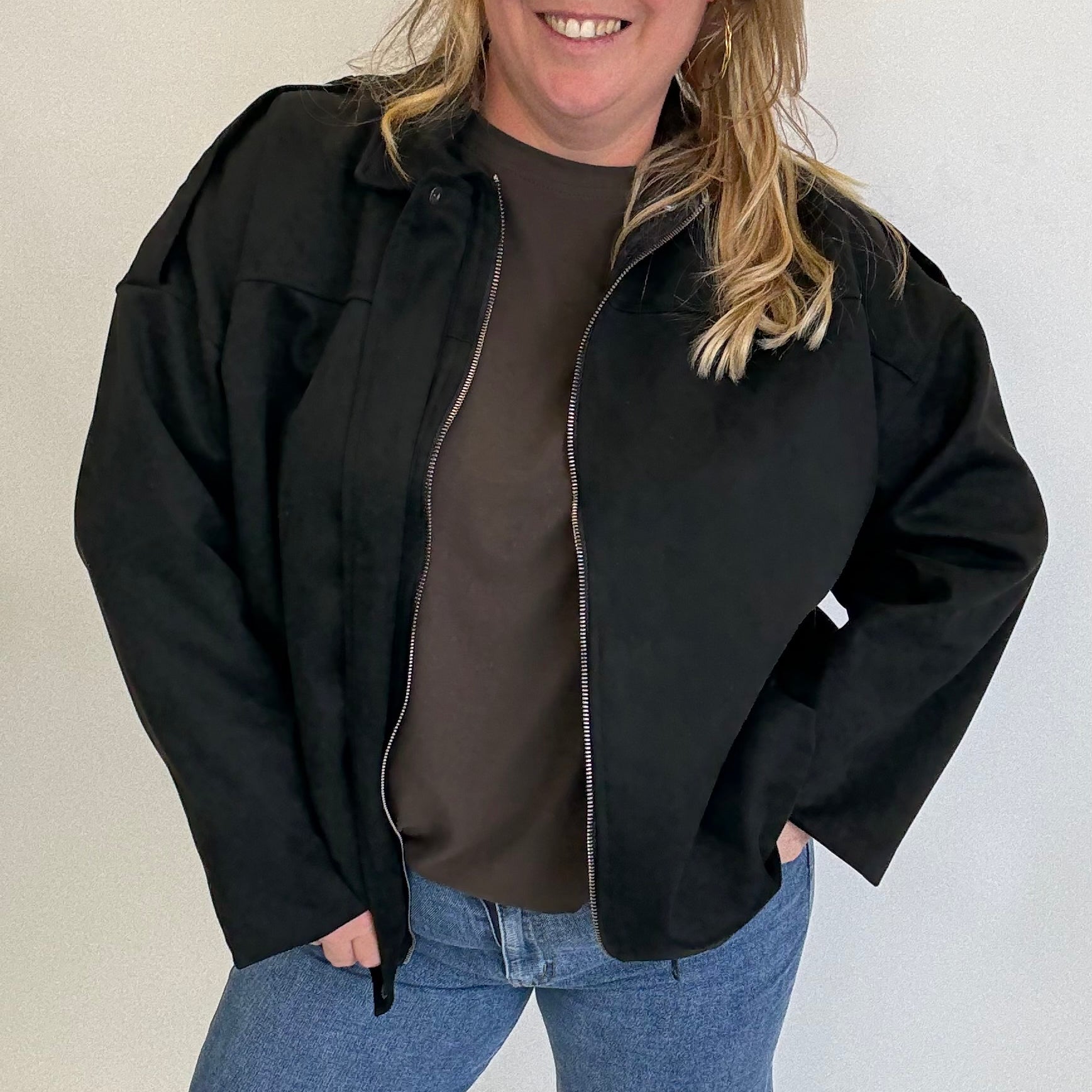 BO DENIM WESTE (38 BIS 50) - SCHWARZ