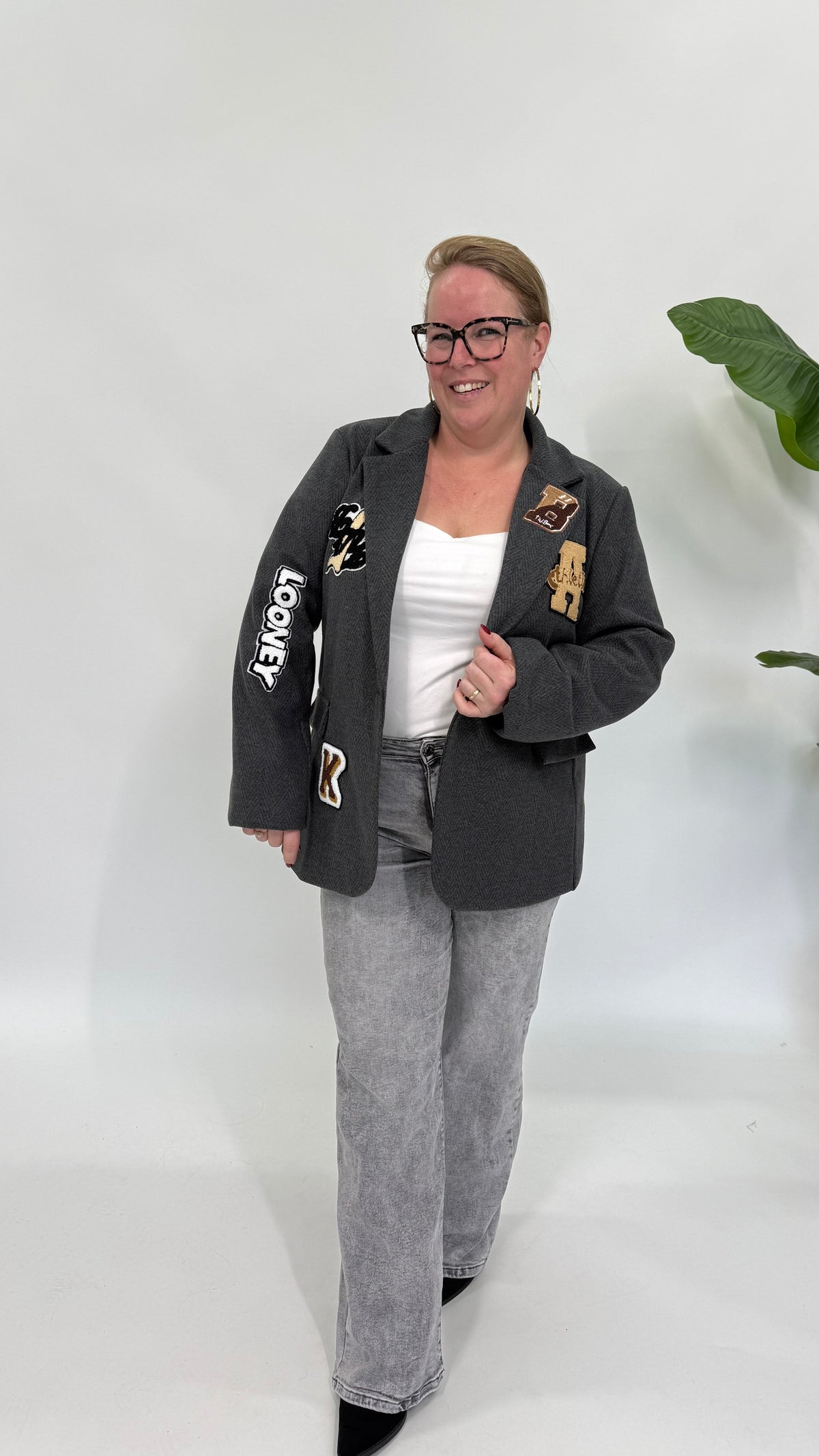 VISGRAAT BLAZER ANTRACIET