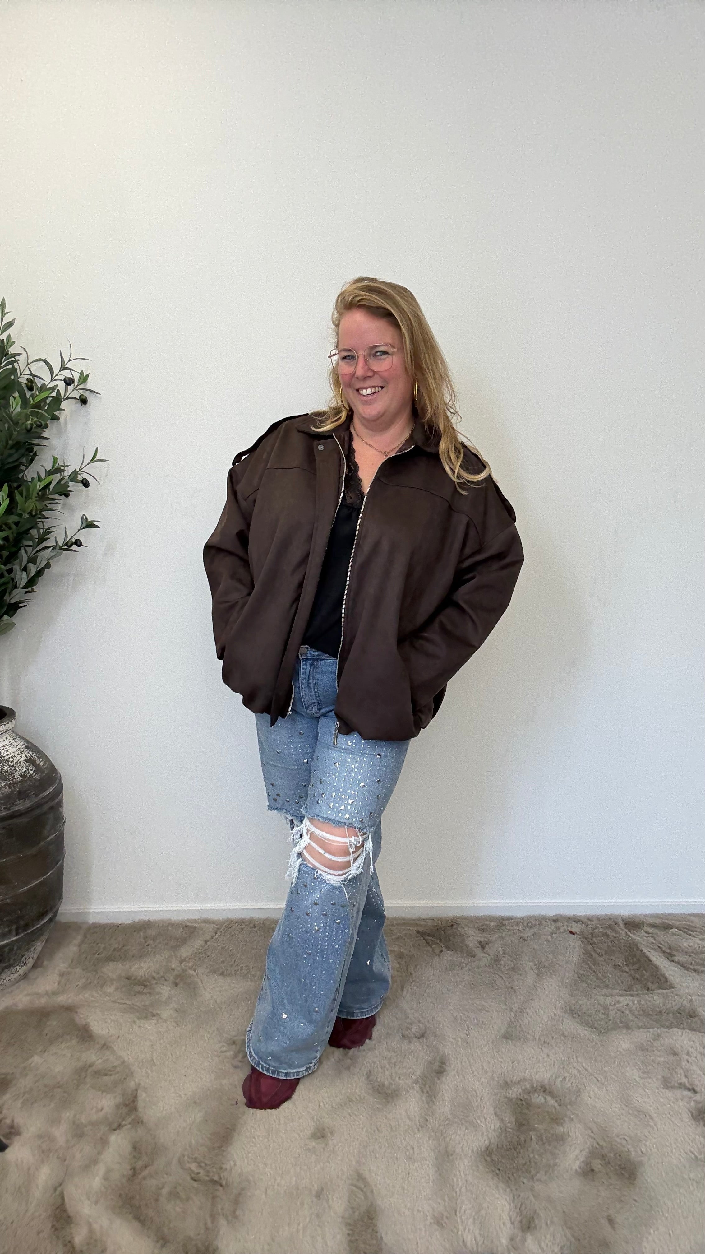 BO DENIM WESTE (38 BIS 50) - SCHWARZ